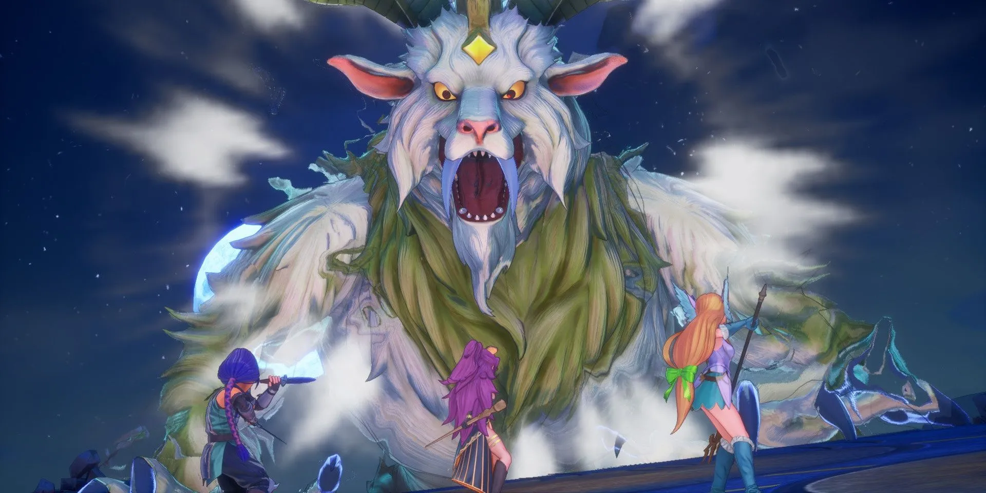 Nhóm nhân vật đối đầu với quái vật trong phiên bản làm lại 3D của Trials of Mana