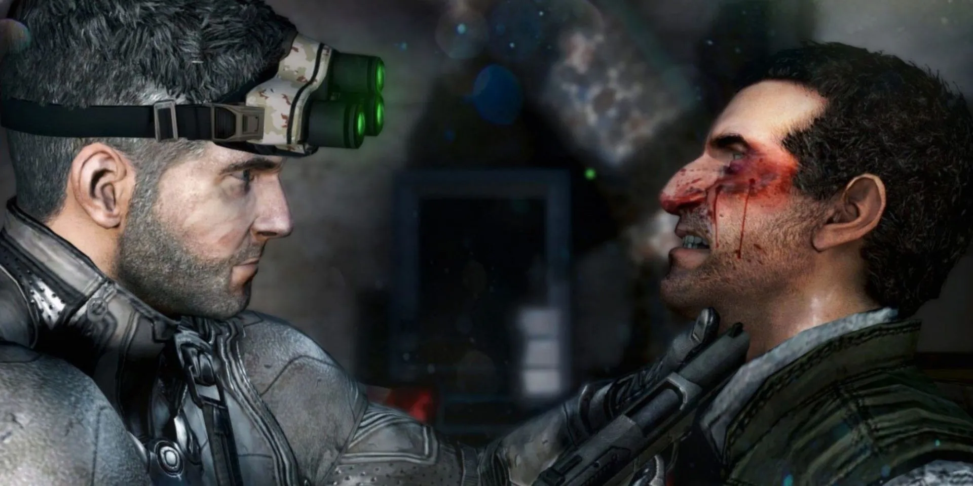 Sam Fisher trong game Splinter Cell, tay cầm súng, thể hiện lối chơi hành động lén lút