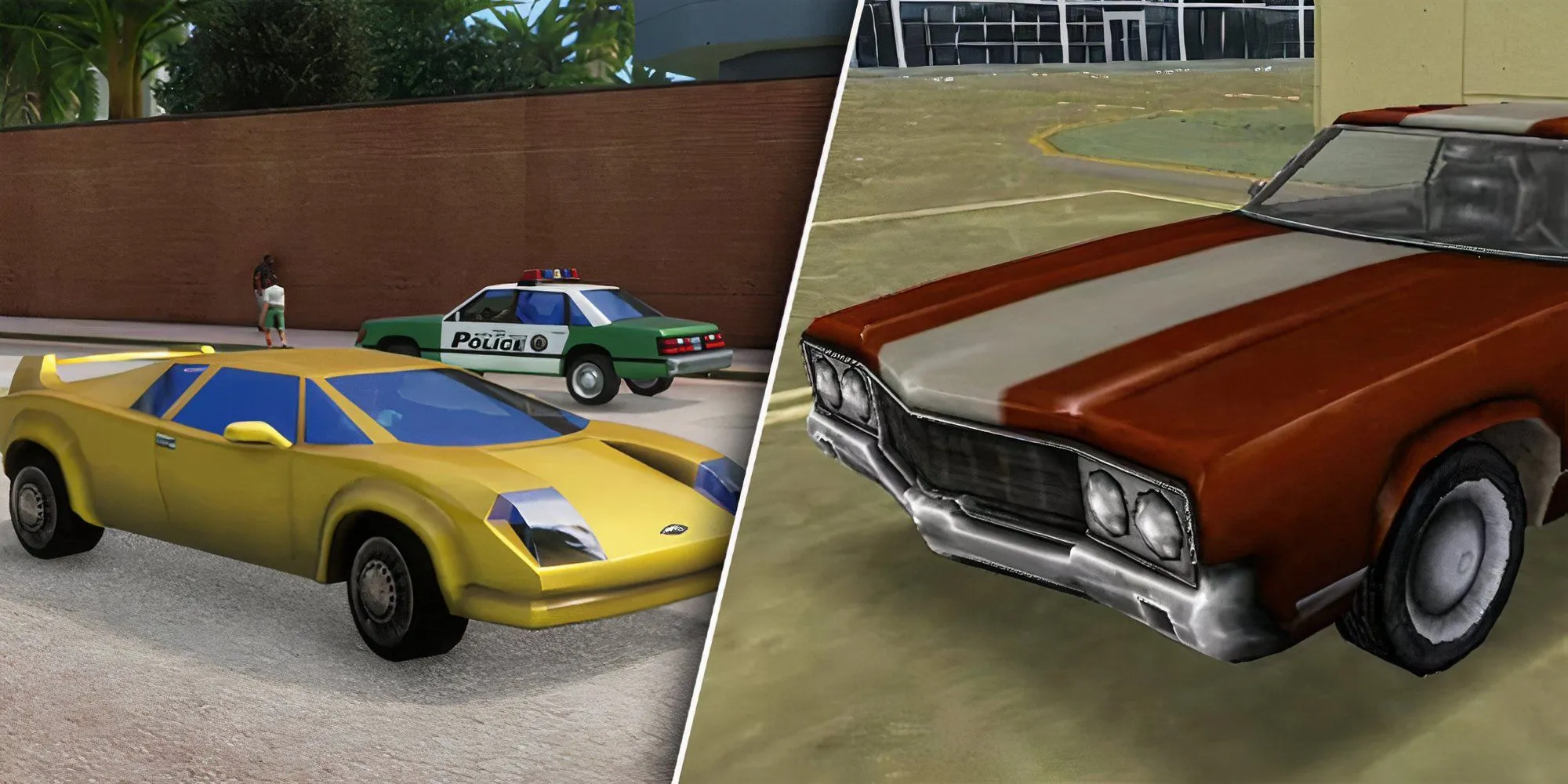 Xe Sabre Turbo màu vàng đỗ trên đường phố Vice City