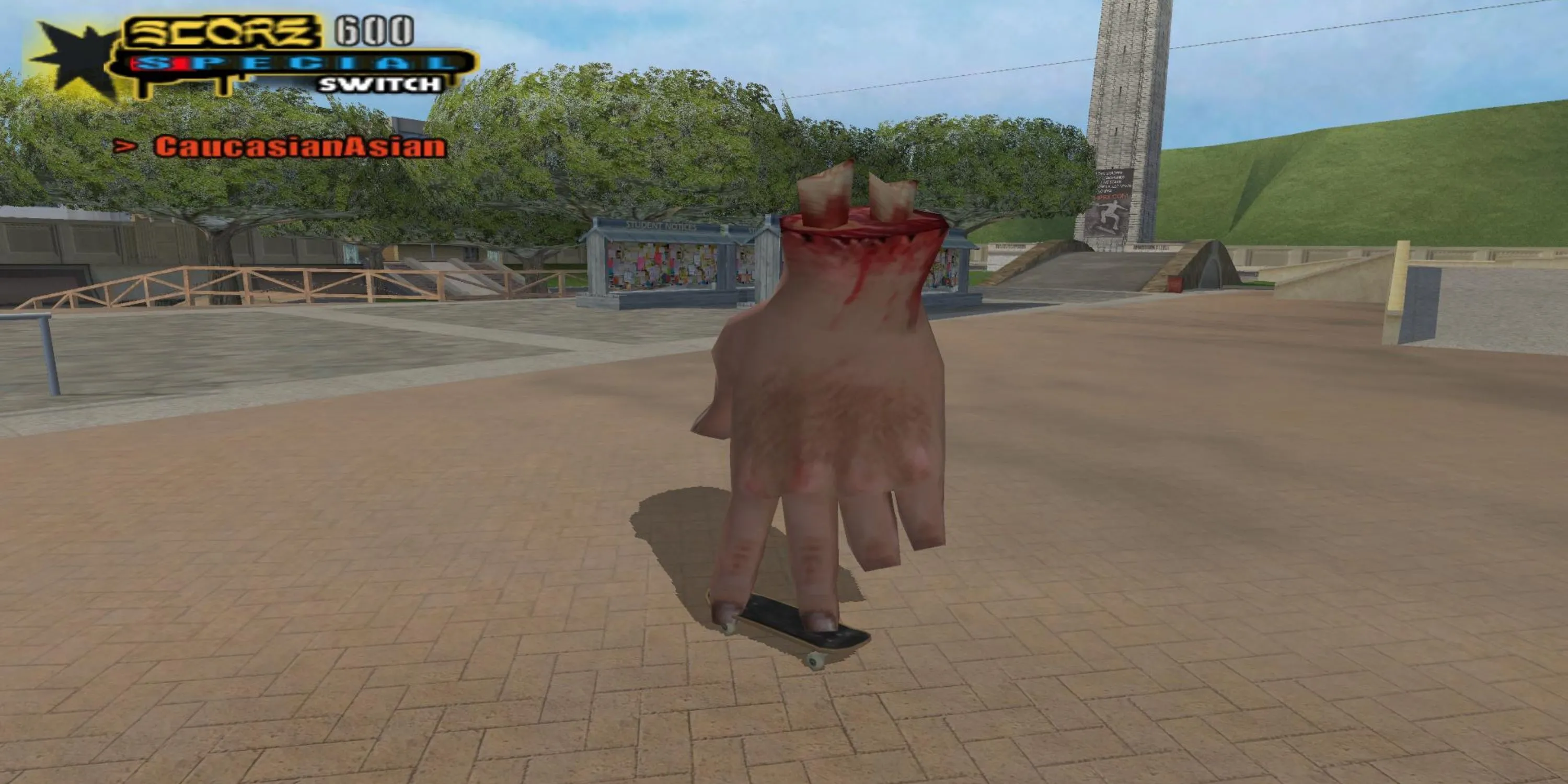 Bàn tay The Hand đang trượt ván trong Tony Hawk's Underground 2