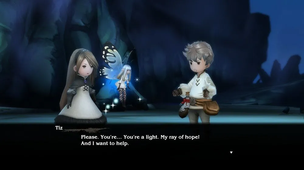 Bốn nhân vật chính Tiz, Agnes, Ringabel, Edea trong Bravely Default Flying Fairy HD Remaster