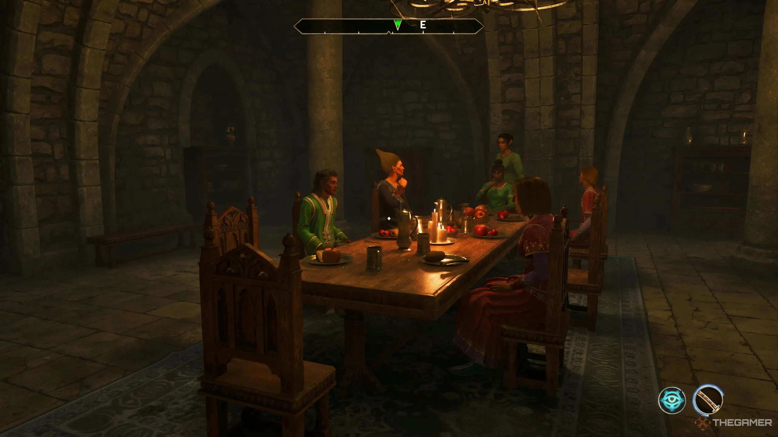 Bữa tiệc tối trong nhiệm vụ của Sanguine, Daedric Prince của dục vọng và tiệc tùng, trong Oblivion Remastered.