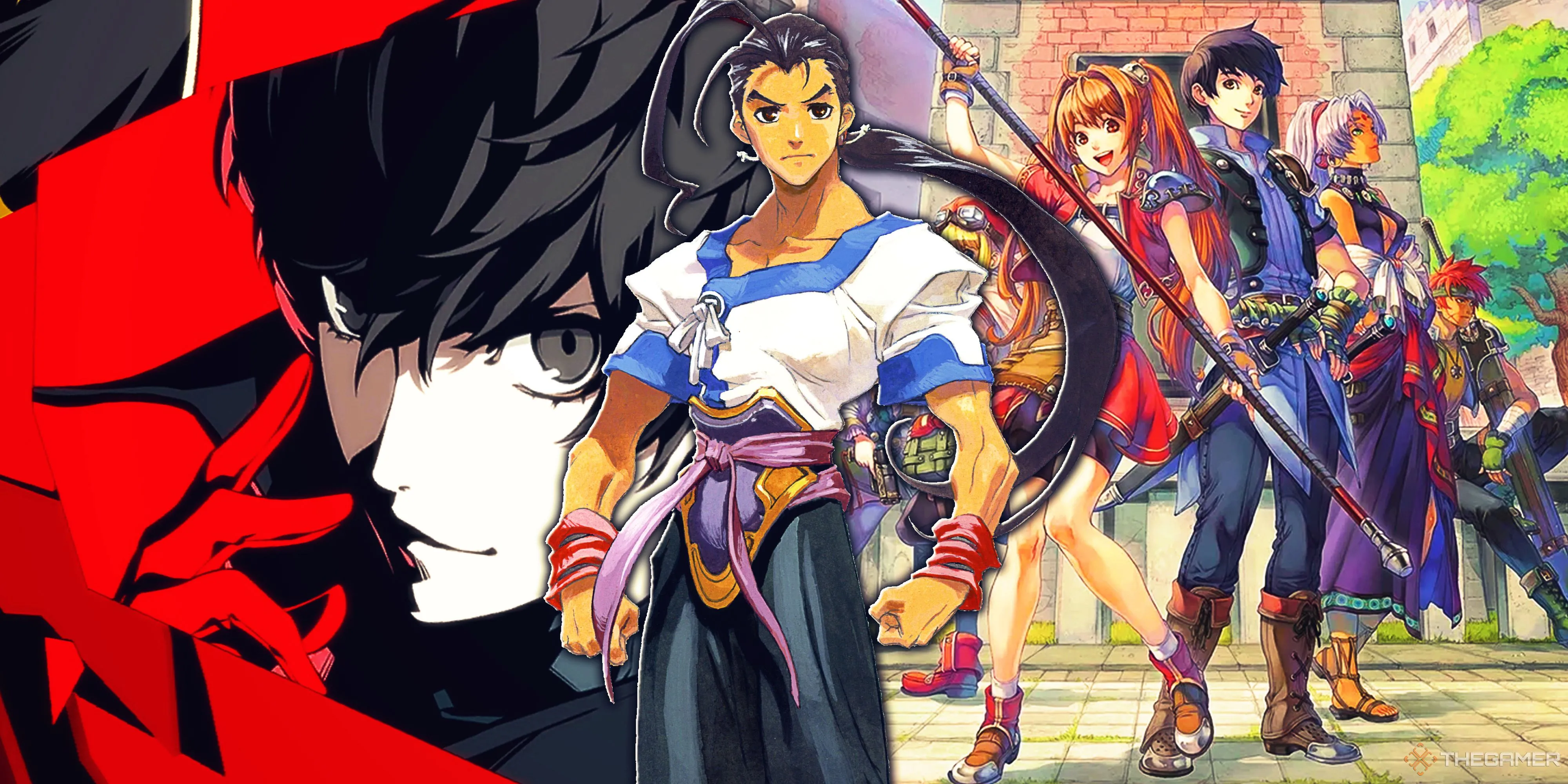 Các nhân vật từ Persona 5 Royal, Xenogears và The Legend of Heroes Trails in the Sky, thể hiện sự đa dạng của các tựa JRPG đáng chơi.