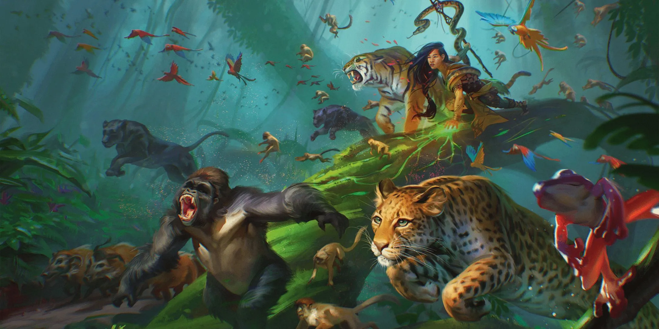 Các sinh vật rừng rậm phản ứng với lời triệu hồi của Druid, liên quan đến phép Polymorph và Shape Change