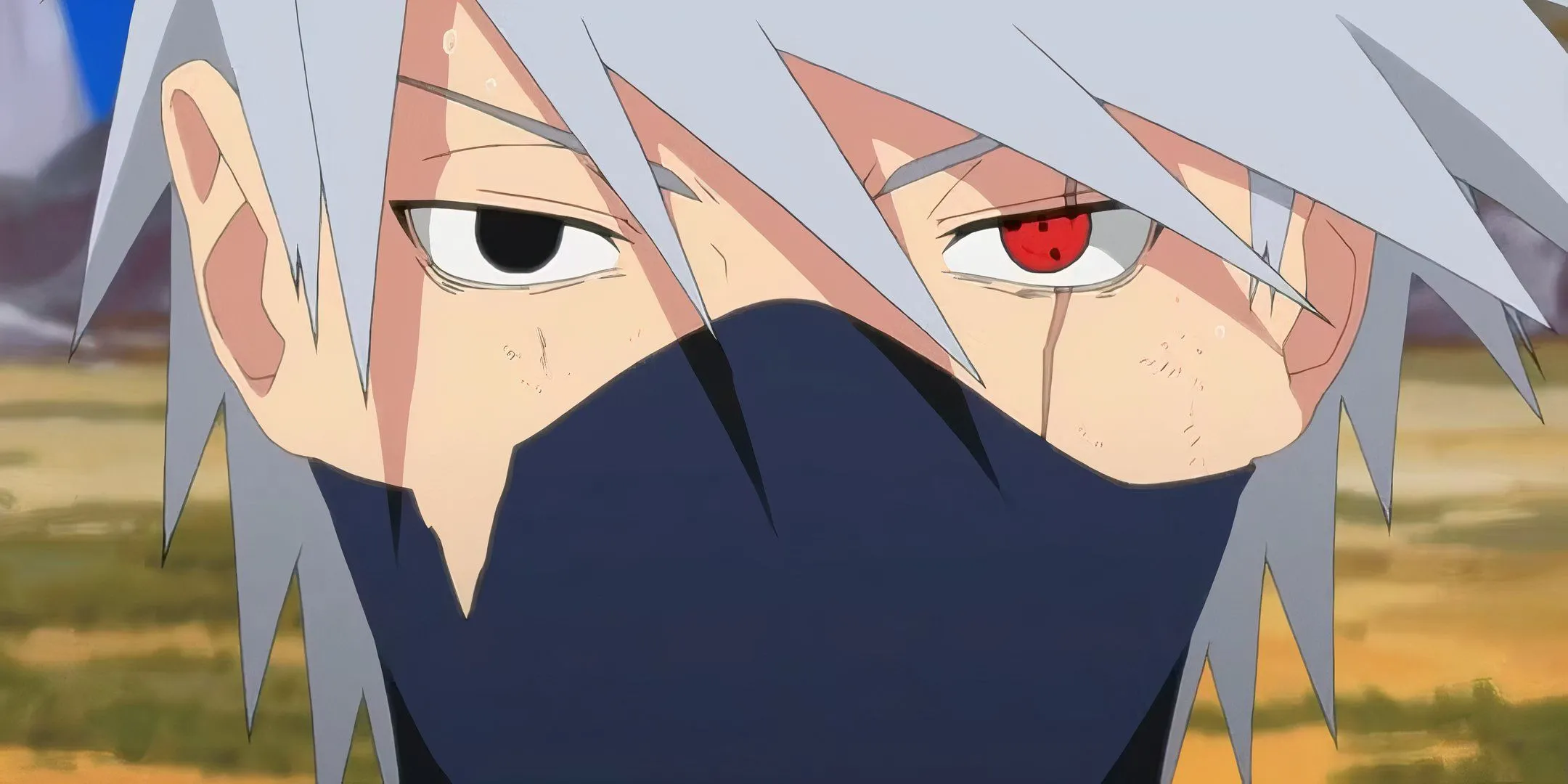 Cận cảnh Kakashi Sensei trong Naruto, gương mặt điển trai và thần thái lạnh lùng.