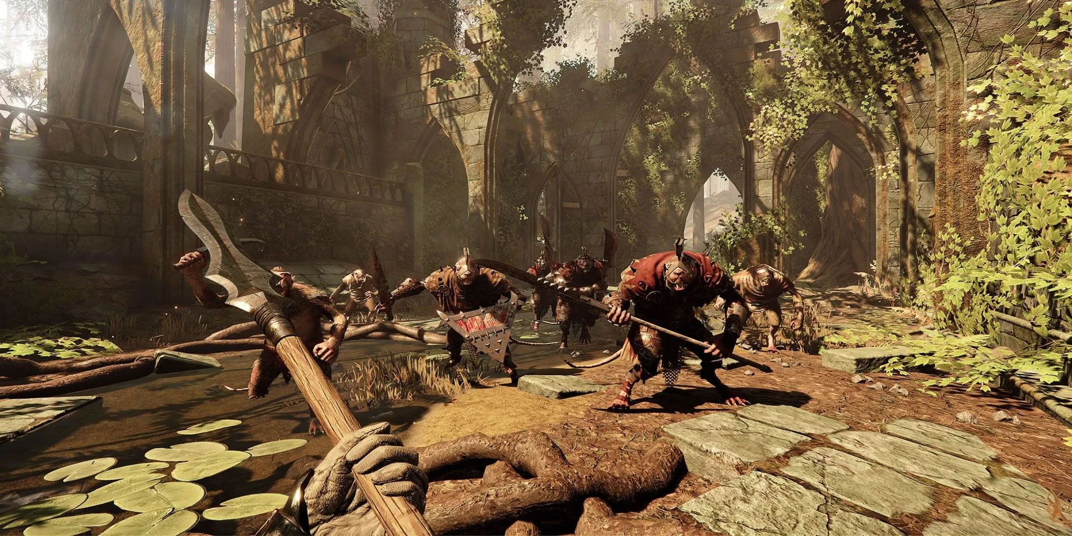 Chiến binh đối mặt với lũ Skaven trong Warhammer Vermintide 2