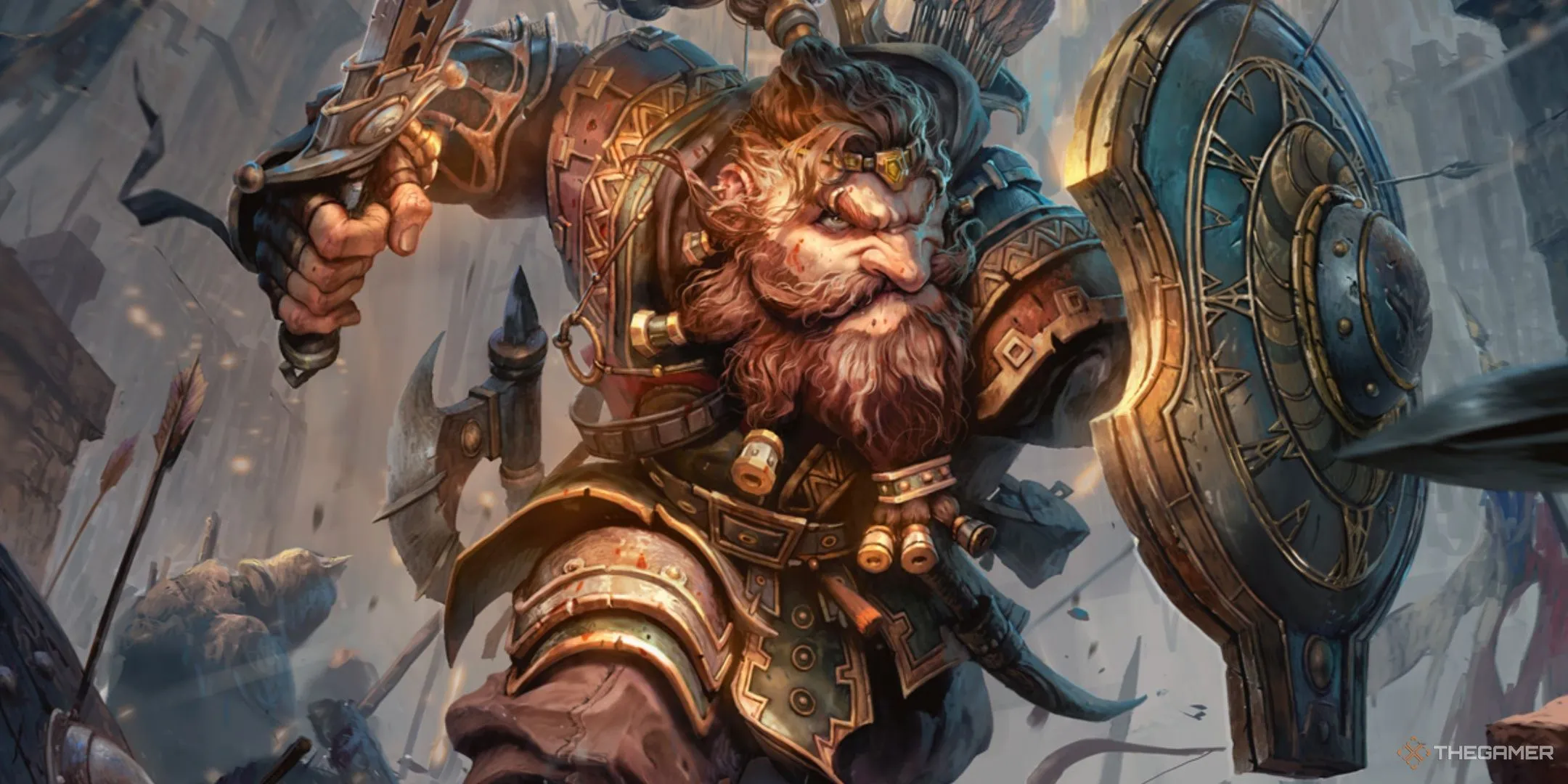 Chiến binh người lùn dũng mãnh cầm rìu, hình ảnh biểu tượng của lớp Fighter trong D&amp;D Player's Handbook 2024.