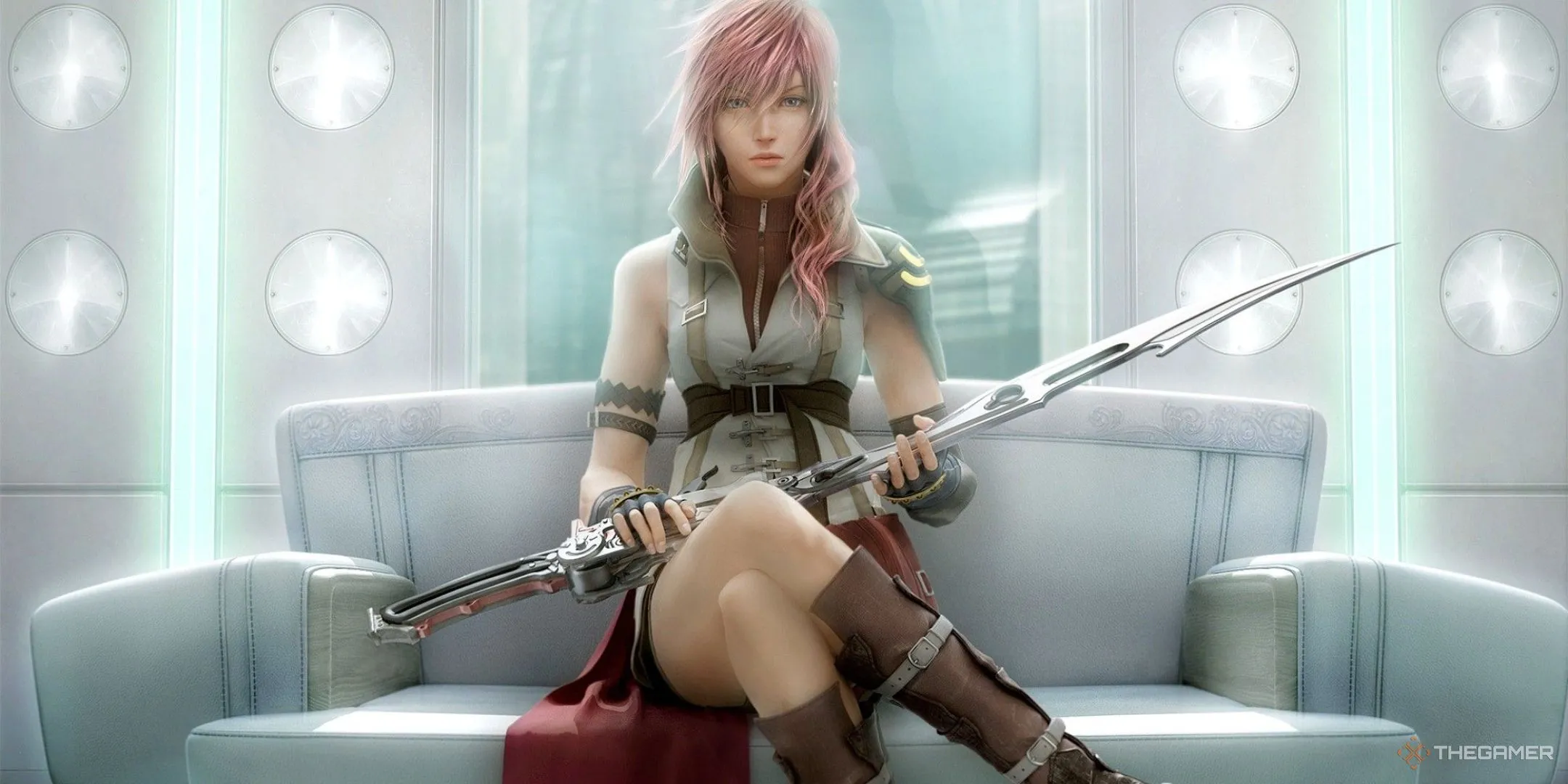 Clare &quot;Lightning&quot; Farron trong trang phục quân đội của Final Fantasy 13.