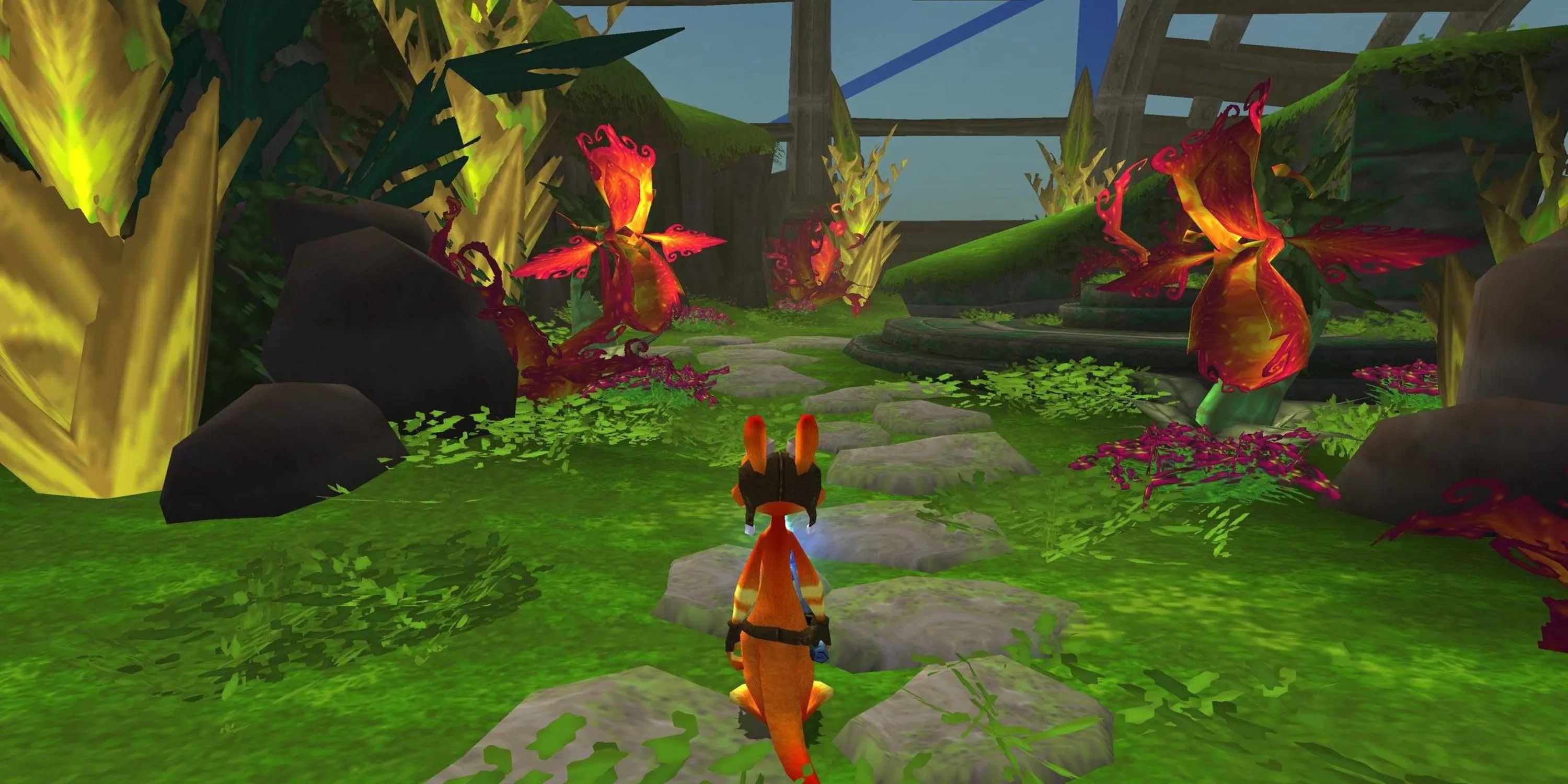 Daxter, nhân vật chính trong tựa game platformer cùng tên, khám phá môi trường chi tiết trên PSP.