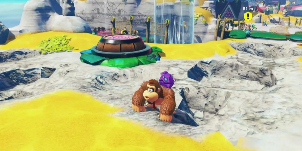 Donkey Kong huýt sáo, tạo ra đường dẫn nhạc giúp định hướng và thanh tẩy môi trường