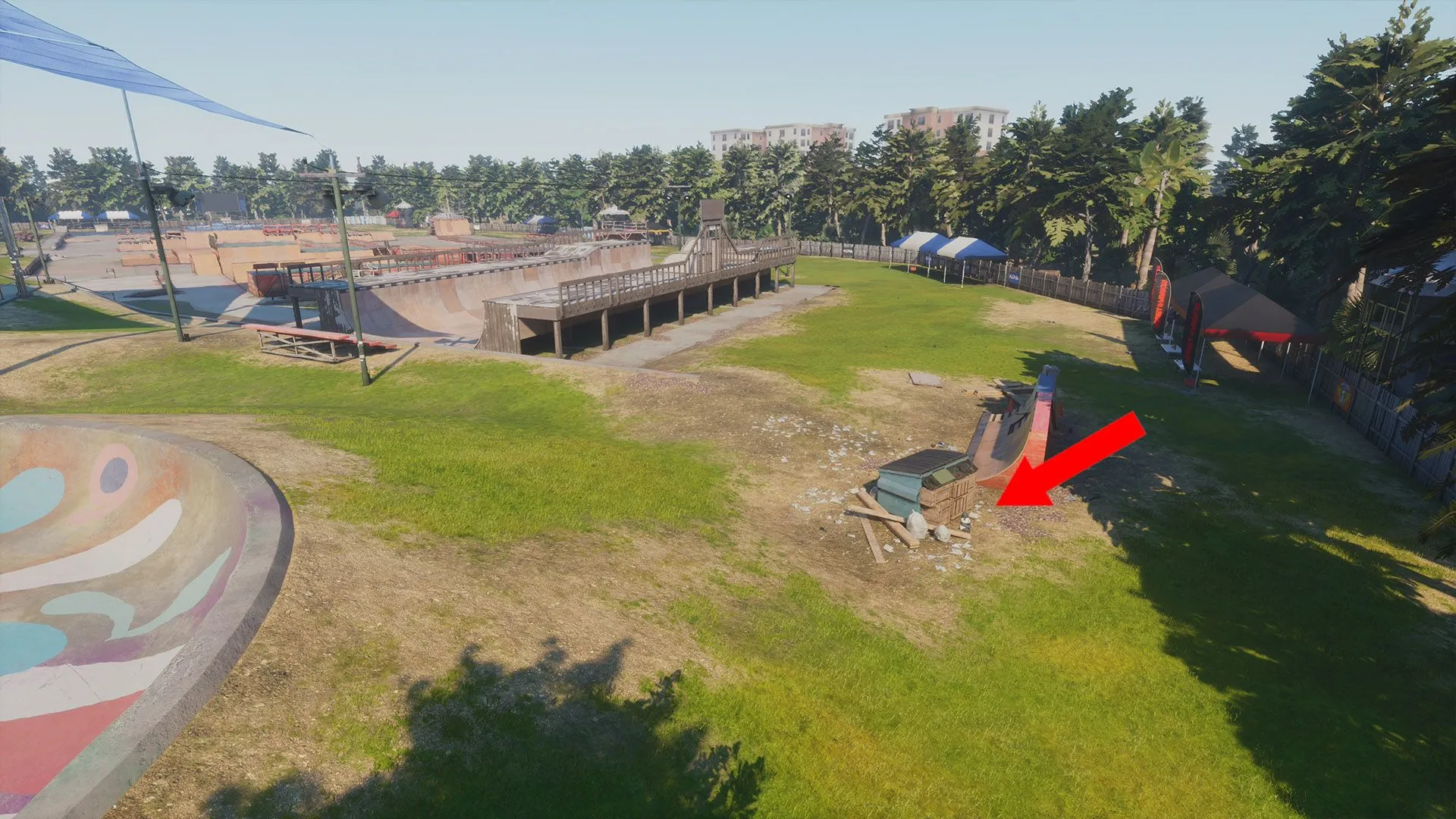 Gấu bông Panda ẩn mình phía sau halfpipe tại màn Kona của Tony Hawk's Pro Skater 4