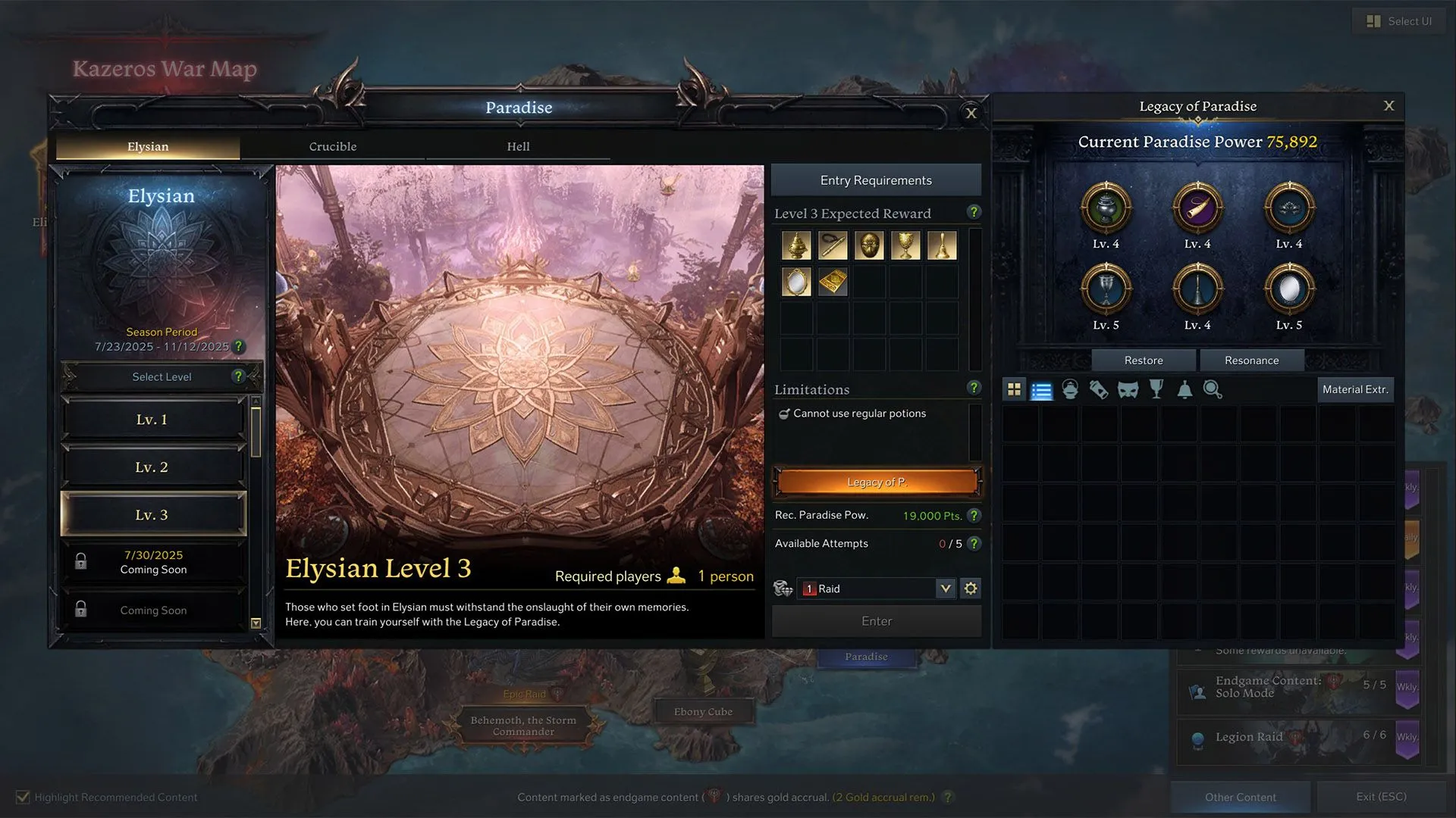 Giao diện Chuẩn Bị Elysian Lost Ark