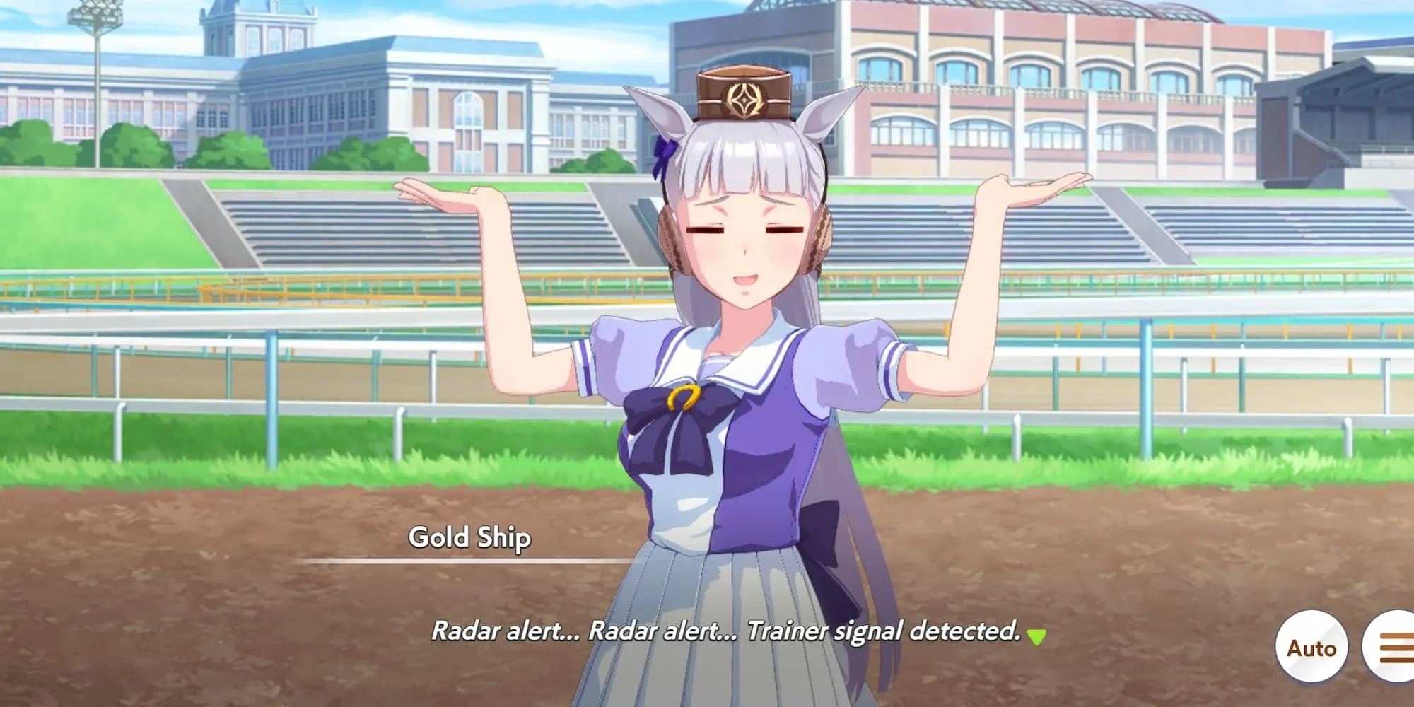 Gold Ship trong Umamusume Pretty Derby, khoảnh khắc biểu cảm hài hước hoặc hành động bất ngờ đặc trưng của cô
