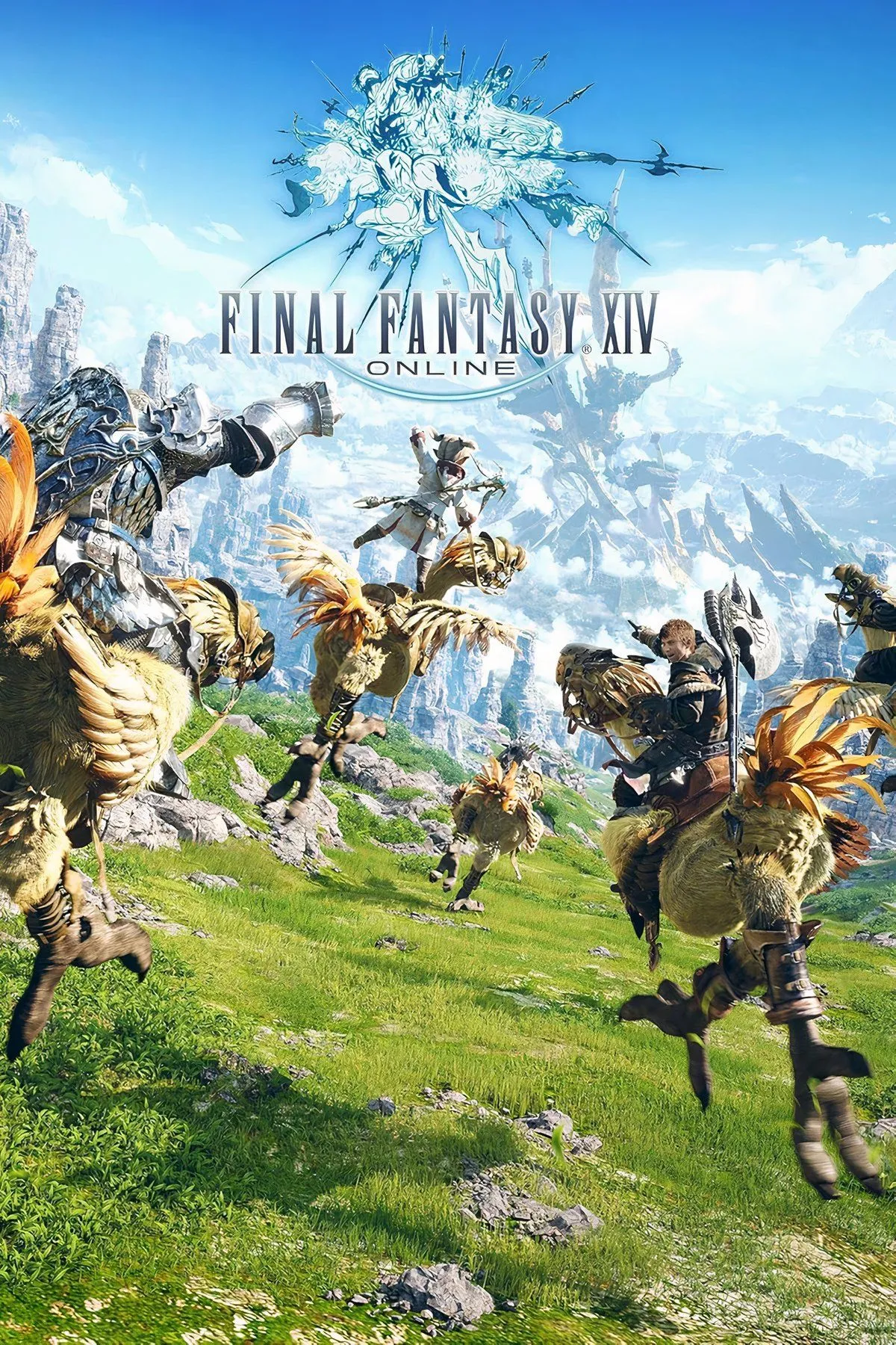 Hình ảnh biểu trưng cho Final Fantasy 14, thường là logo hoặc cảnh quay hùng vĩ từ game, gợi cảm giác về một thế giới rộng lớn với câu chuyện giả tưởng.