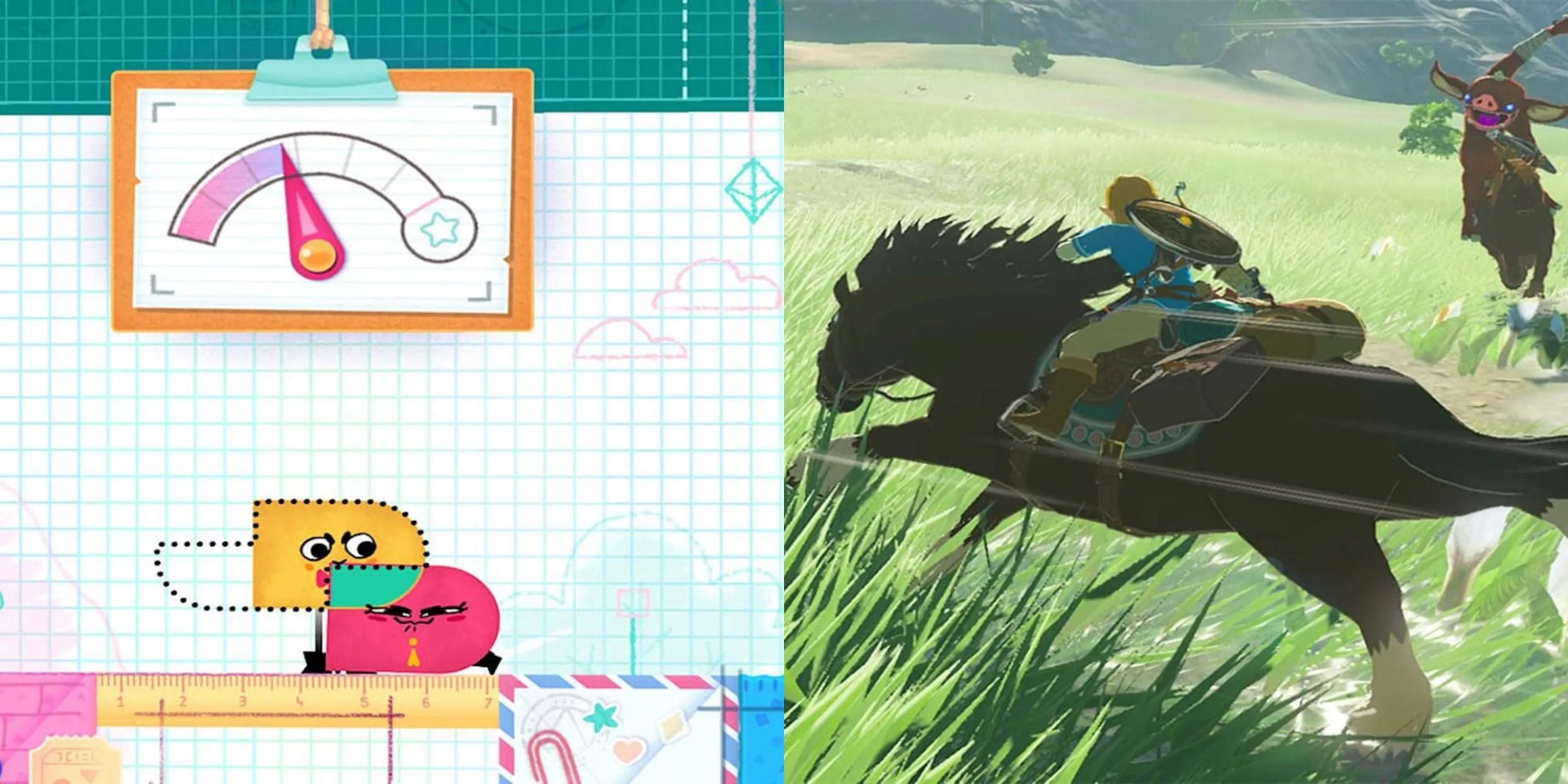 Hình ảnh game Snipperclips và The Legend of Zelda Breath of the Wild trên Nintendo Switch