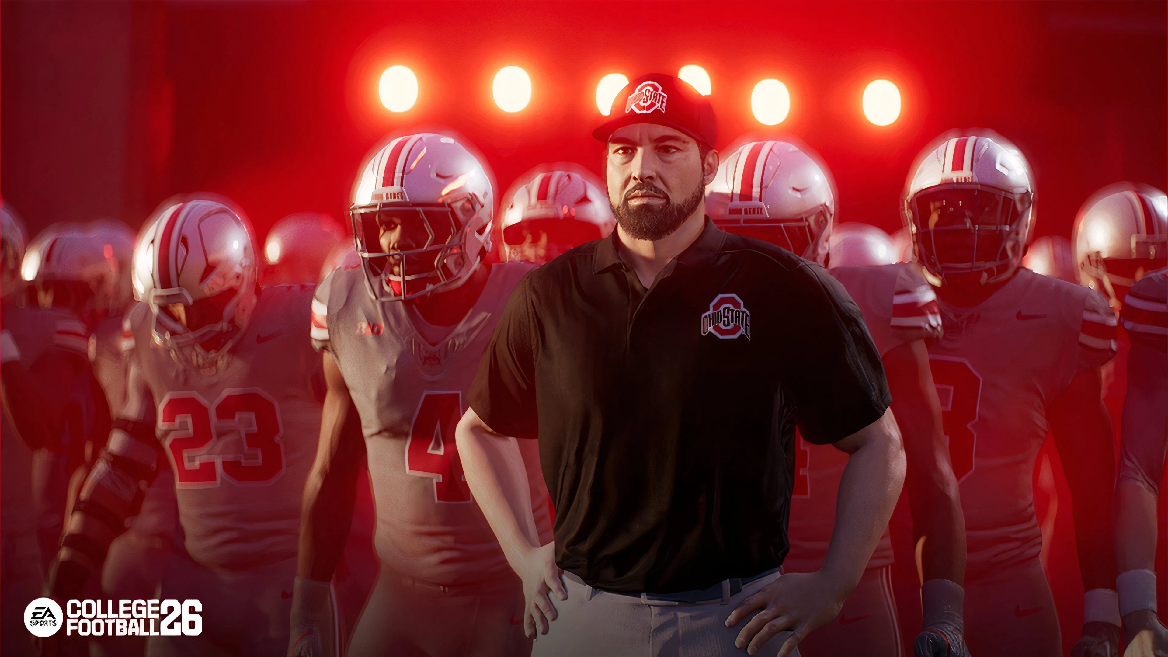 Hình ảnh huấn luyện viên Ryan Day trong game College Football 26, thể hiện độ chi tiết mô hình nhân vật huấn luyện viên được EA Sports thêm vào.
