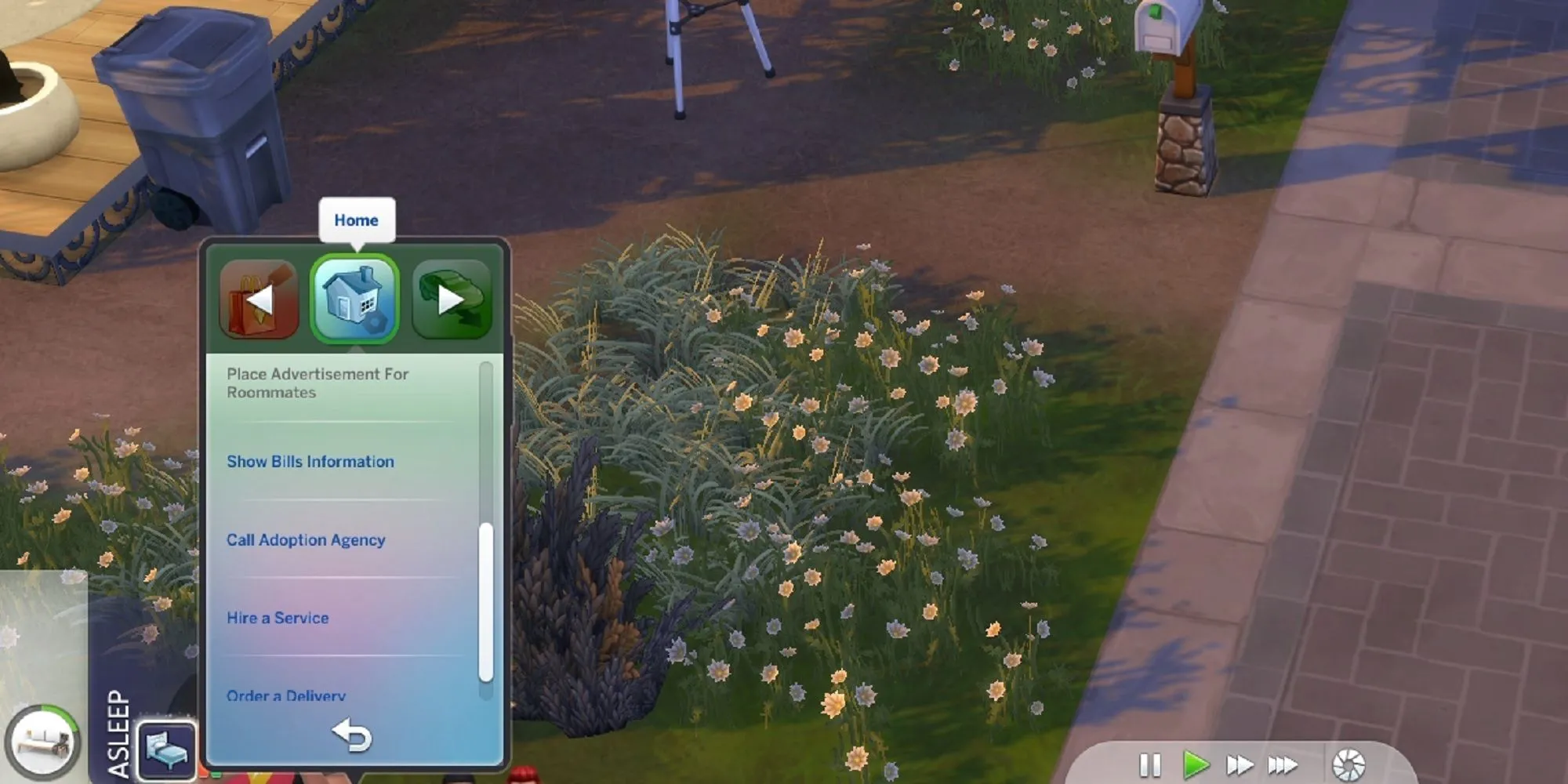 Màn hình điện thoại Sim với tùy chọn Pay Bills trong The Sims 4
