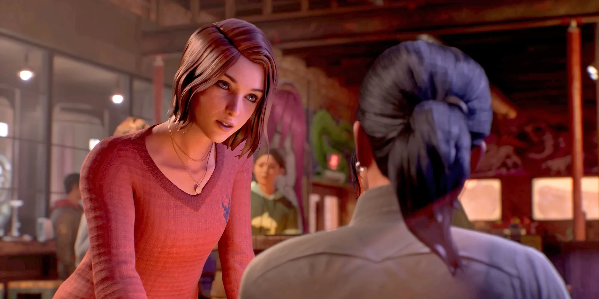 Max Caulfield trao đổi với Safi trong Life is Strange: Double Exposure, minh họa cơ chế chuyển đổi thực tại và sự phức tạp trong mối quan hệ nhân vật.