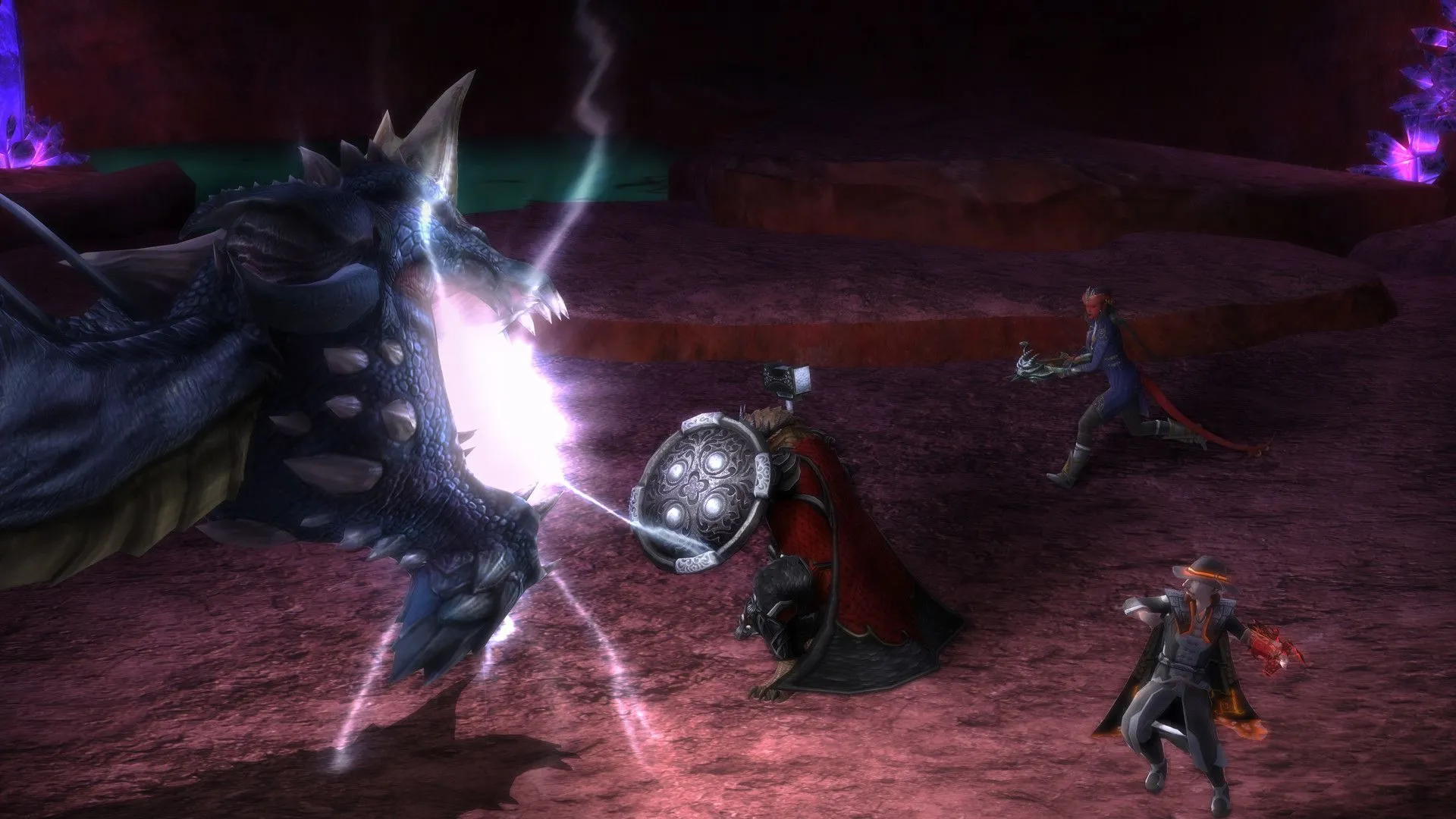 Một cảnh hành động với nhân vật đang chiến đấu trong ngục tối của Dungeons and Dragons Online.