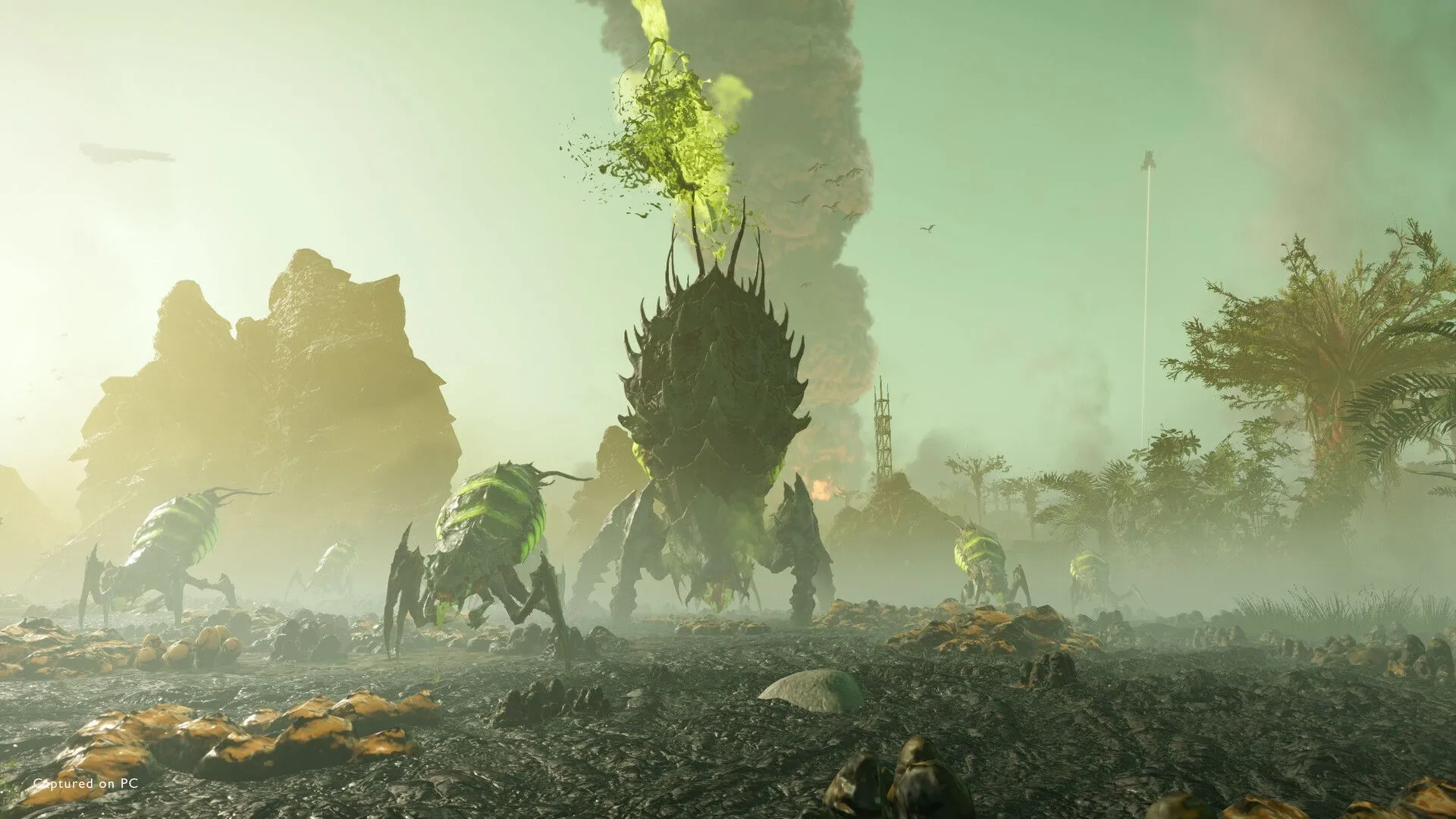 Một chiến binh Helldivers 2 sử dụng vũ khí hạng nặng