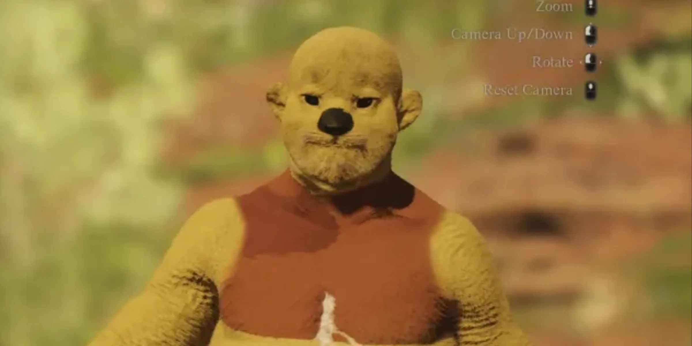 Một nhân vật Winnie The Pooh bị nguyền rủa được tạo ra trong trình tạo nhân vật của Dragon's Dogma 2, minh họa sự đa dạng và sáng tạo của hệ thống Pawn.