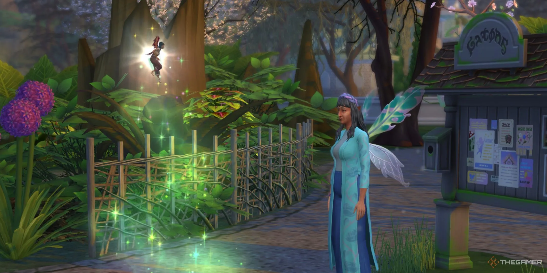 Một Sim nhỏ lại để chữa trị một loại bệnh mới trong gói mở rộng The Sims 4 Enchanted By Nature.
