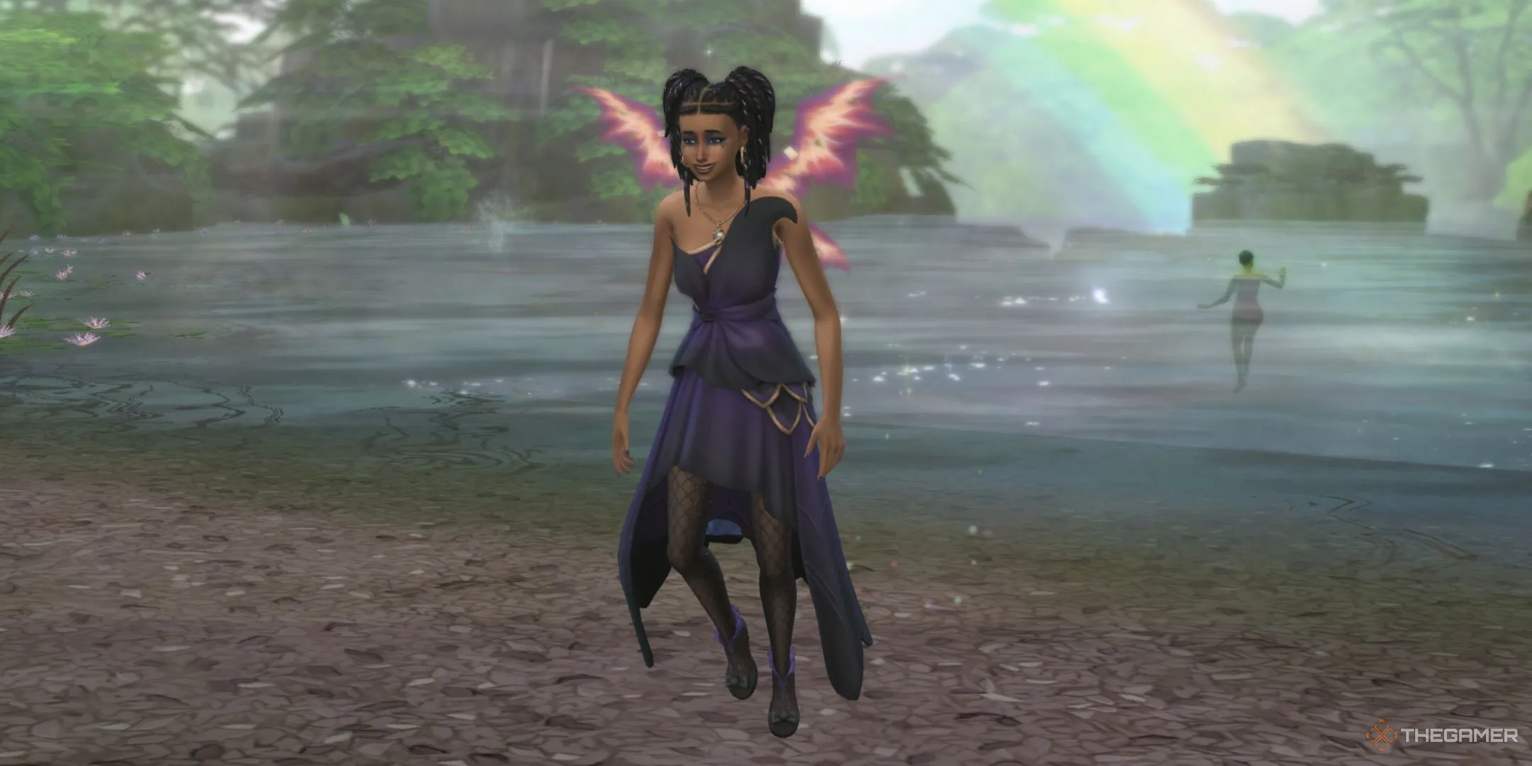Một Sim Tiên bước ra từ Moondrop Springs huyền ảo tại Everdew, The Sims 4 Enchanted By Nature.