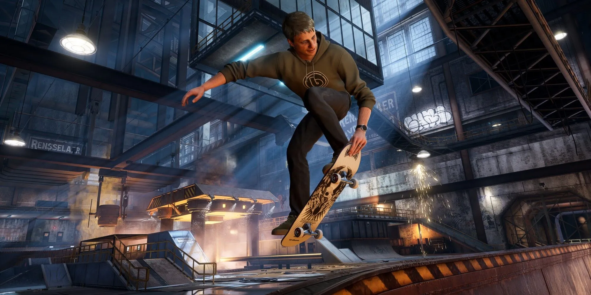Một skater thực hiện trick trên không trung trong Tony Hawk's Pro Skater 3 + 4 Remaster