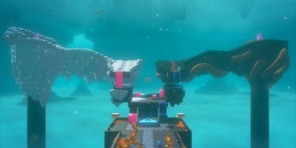 Ngã ba The Divide trong Donkey Kong Bananza, nơi game thủ cần đưa ra lựa chọn chiến lược