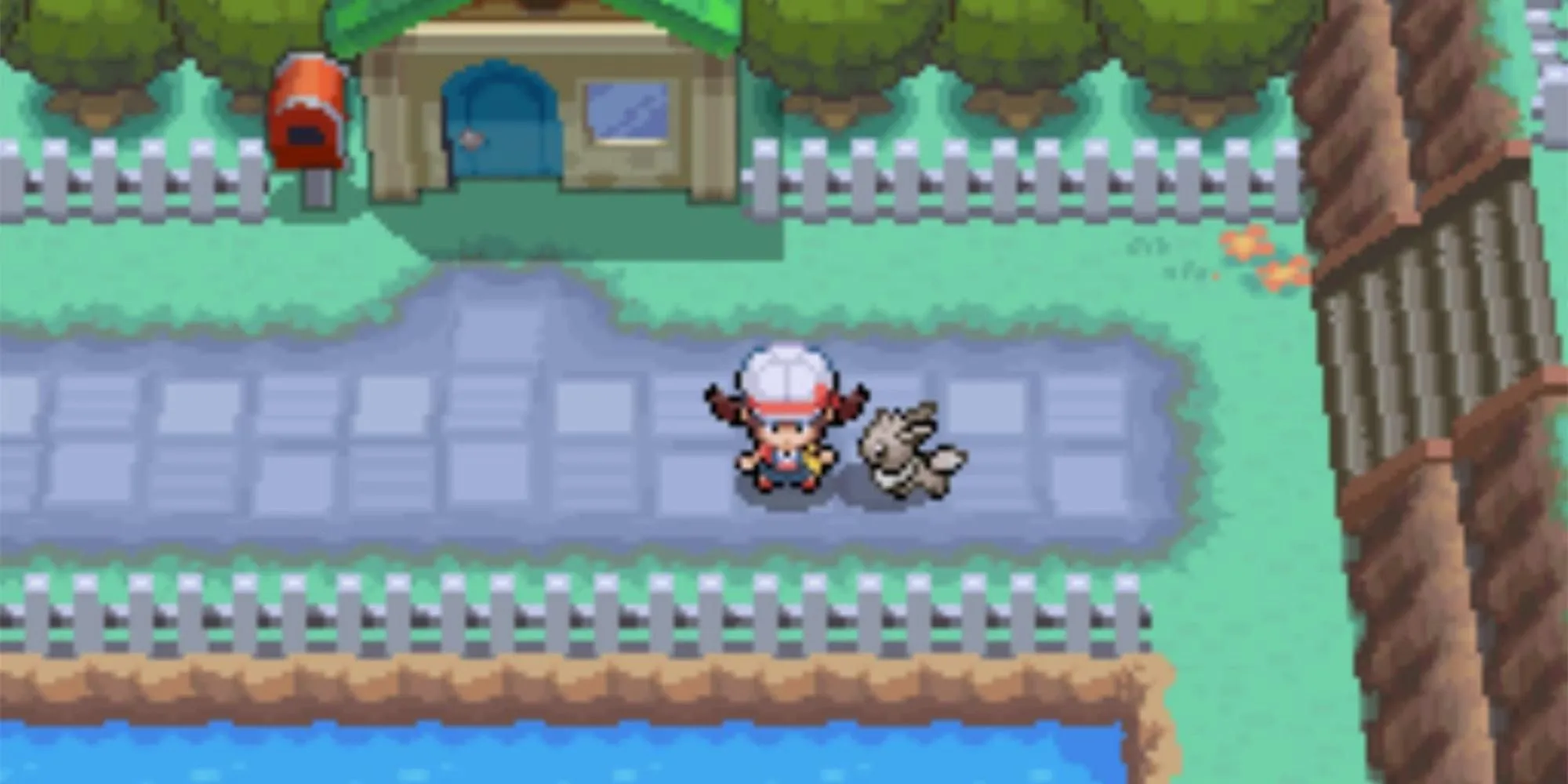 Người chơi cùng Eevee đồng hành trong thế giới của Pokemon HeartGold, thể hiện yếu tố gắn kết