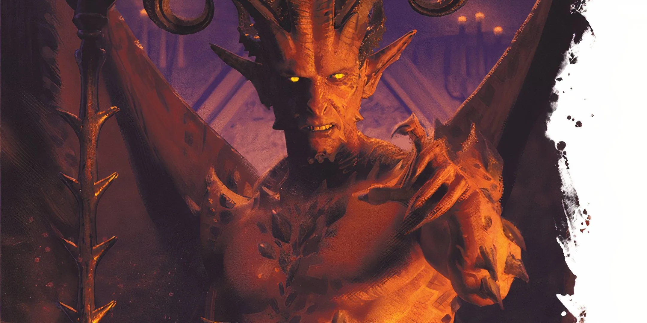 Quỷ sừng (Horned Devil) trong D&amp;D với đôi mắt vàng rực, biểu tượng của cái ác thuần túy
