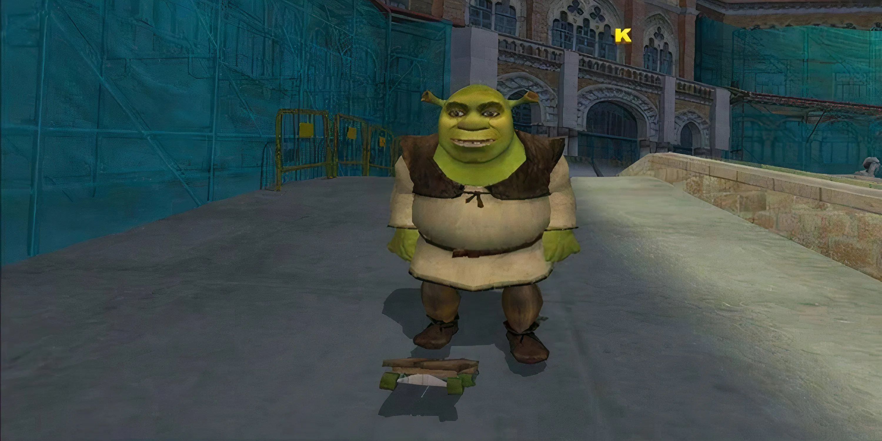 Shrek đứng trên ván trượt trong Tony Hawk's Underground 2