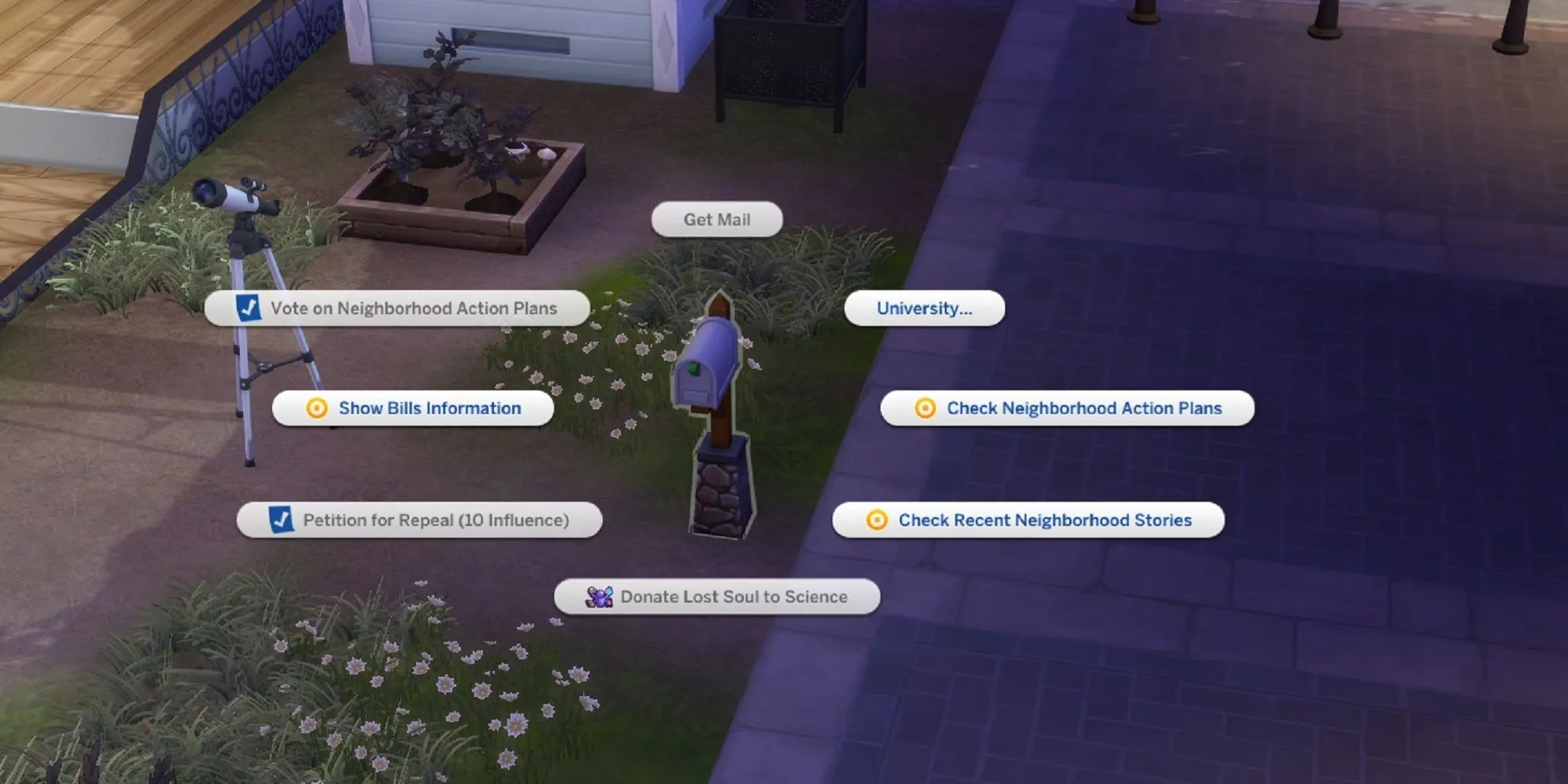 Sim đang trả hóa đơn tại hộp thư trong The Sims 4