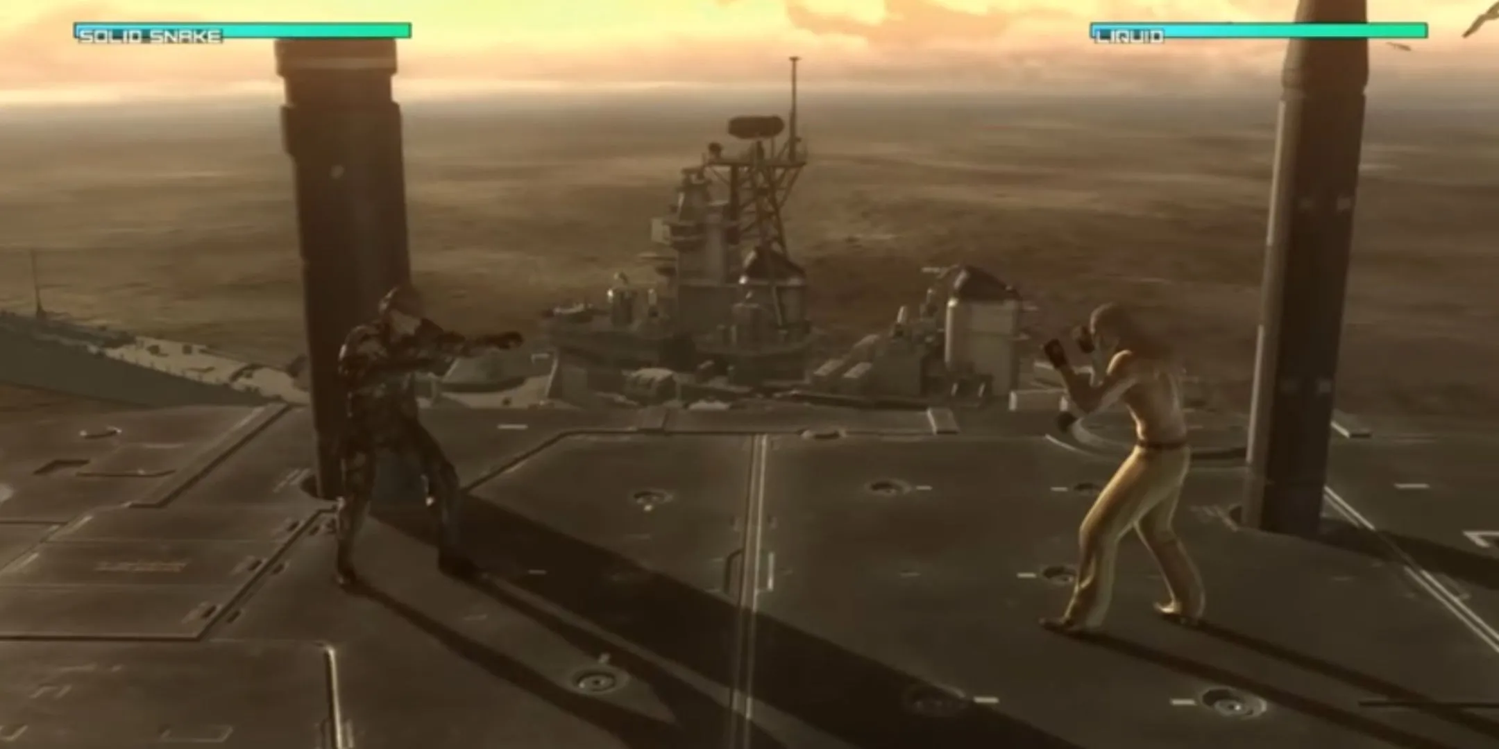 Solid Snake đối mặt với Liquid Ocelot trong trận đấu trùm cuối Metal Gear Solid 4