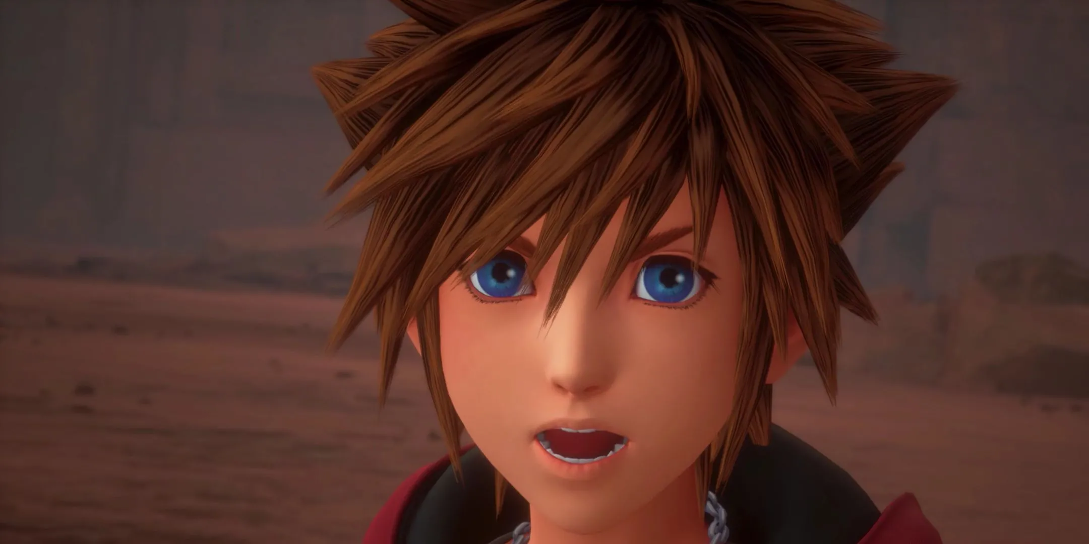 Sora, nhân vật chính của Kingdom Hearts 3, với biểu cảm ngạc nhiên phản ánh sự ngỡ ngàng khi game cuối cùng cũng ra mắt sau nhiều năm chờ đợi.