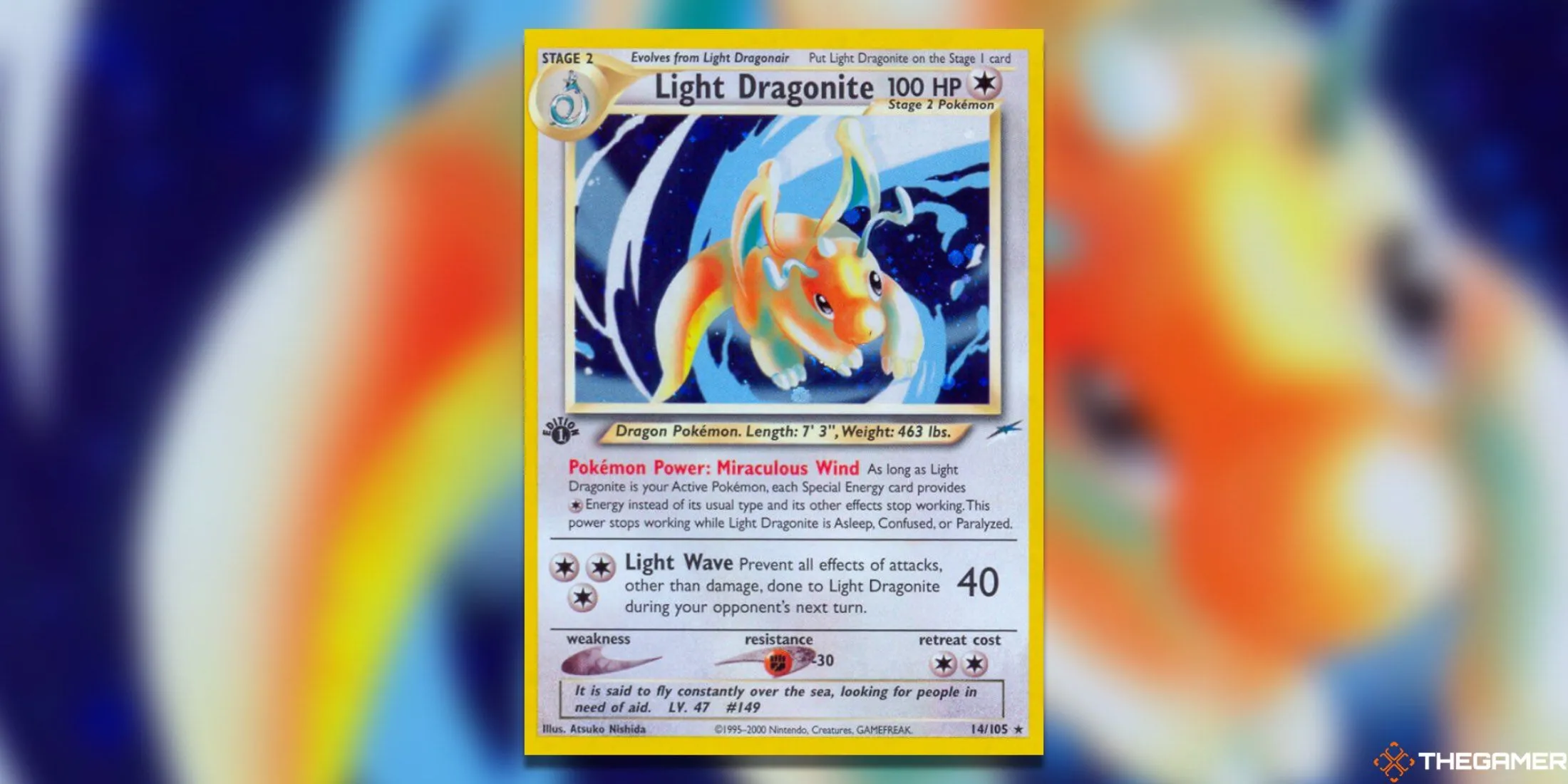 Thẻ bài Light Dragonite Holo Rare giá trị nhất từ bộ Neo Destiny của Pokemon TCG.