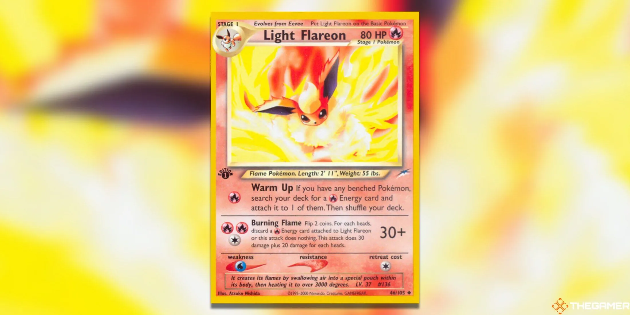 Thẻ bài Light Flareon trong bộ Neo Destiny, một trong những thẻ Light Pokemon giá trị.