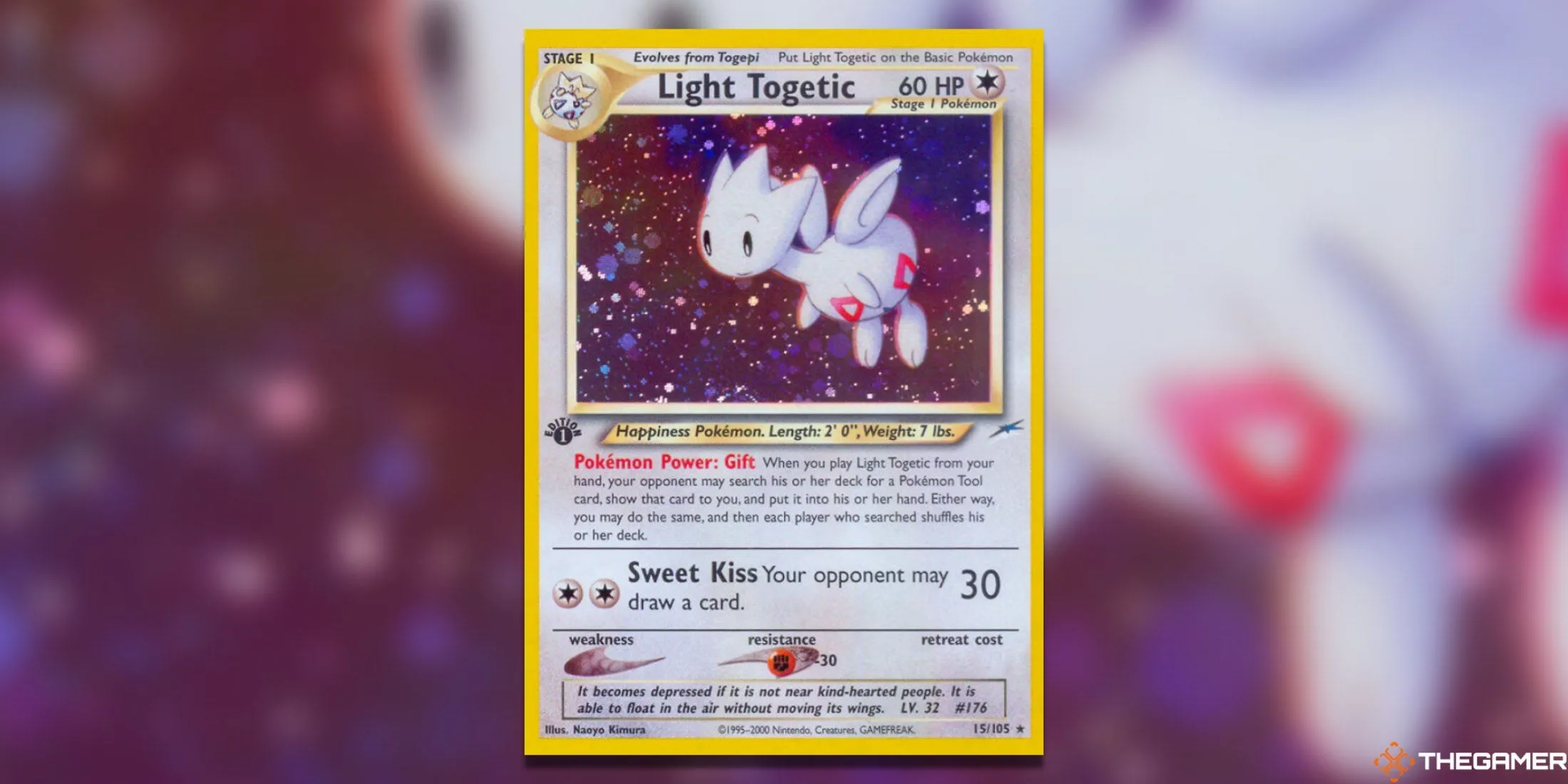 Thẻ bài Light Togetic Holo Rare từ bộ Neo Destiny, thể hiện sự dễ thương và tính liên tục trong artwork.