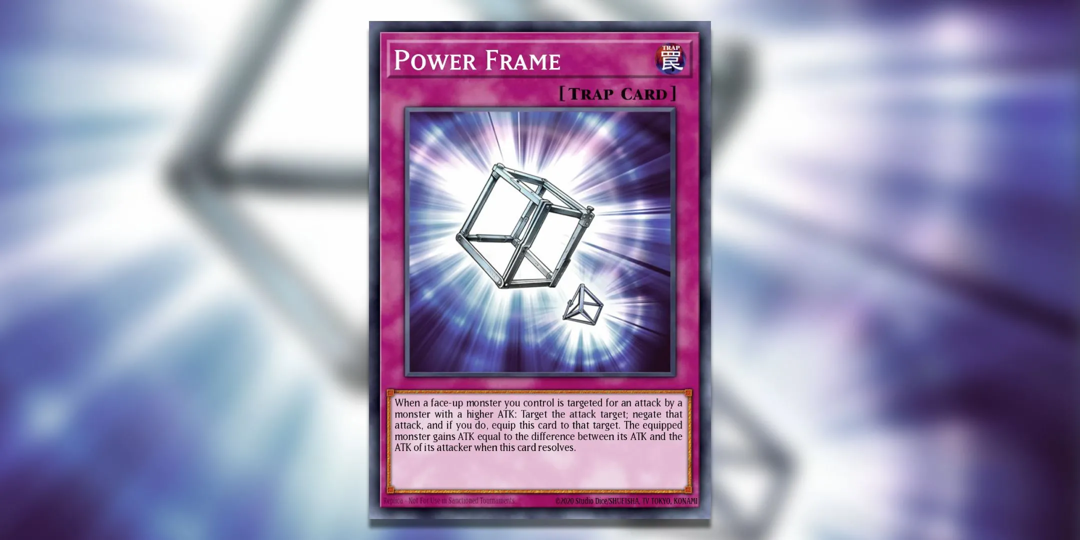 Thẻ bài ma pháp Power Frame trong Yu-Gi-Oh! TCG với hiệu ứng gây tranh cãi về cách diễn giải.