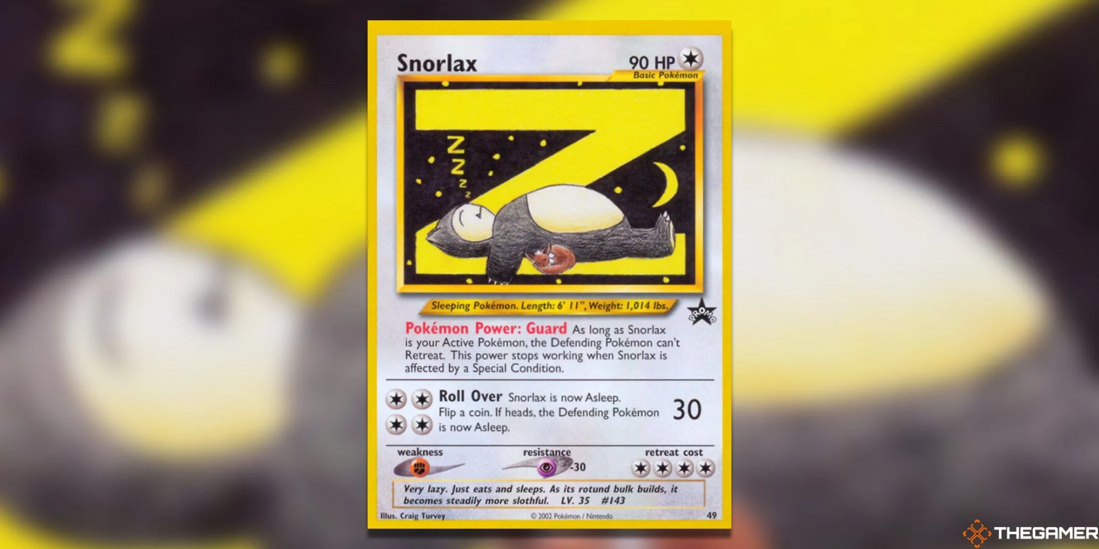 Thẻ bài Pokémon TCG Snorlax WoTC Promo đang ngủ với Eevee