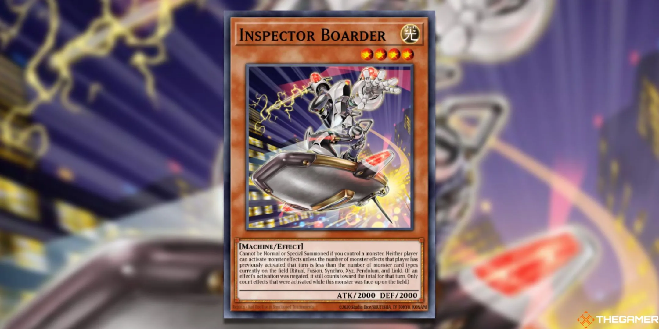 Thẻ bài quái vật Inspector Boarder trong Yu-Gi-Oh! TCG với hiệu ứng hạn chế.