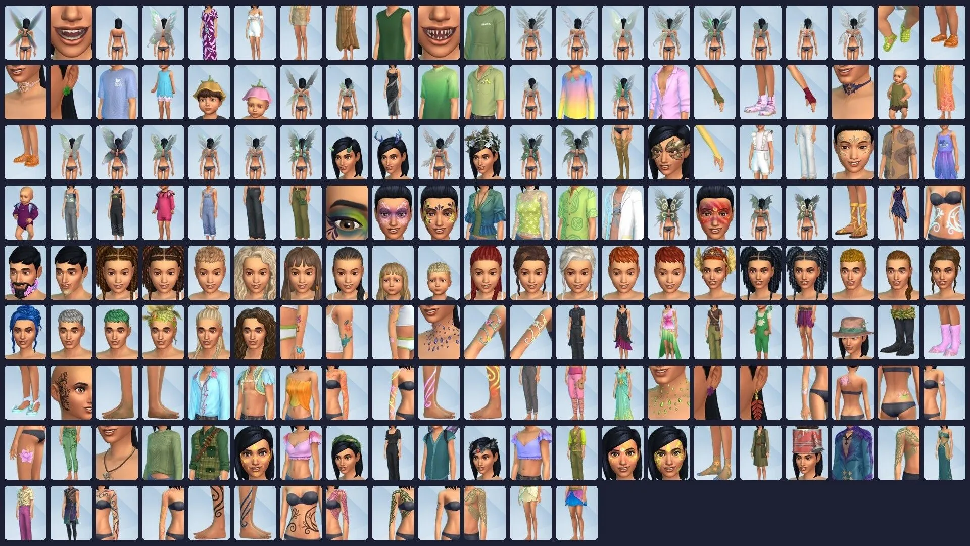 Toàn bộ các món đồ Tạo Sim (CAS) mới trong gói mở rộng The Sims 4 Enchanted By Nature.