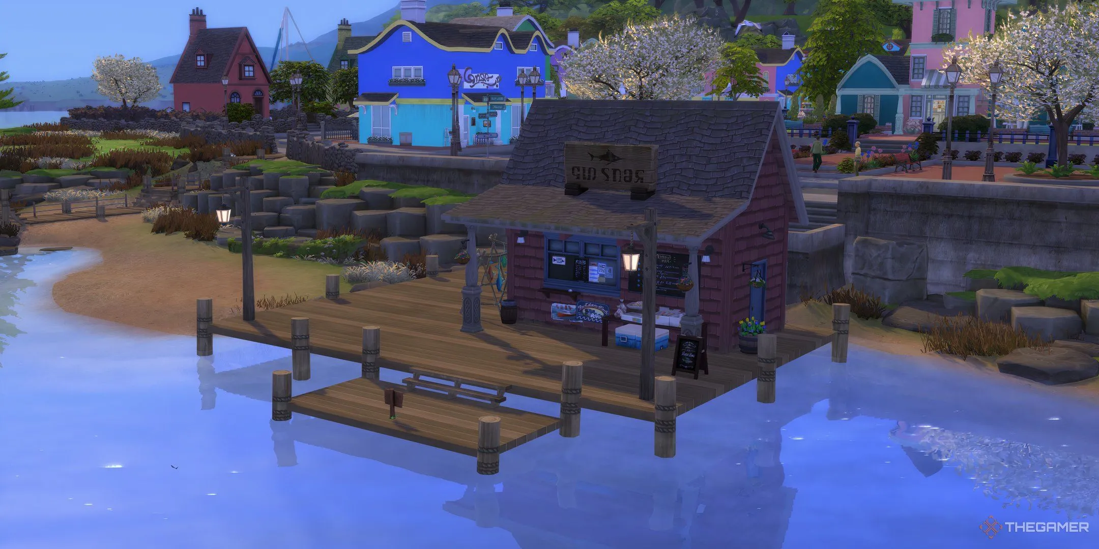 Trạm gác thuyền trưởng bên bờ biển Adhmor trong The Sims 4 Enchanted By Nature.