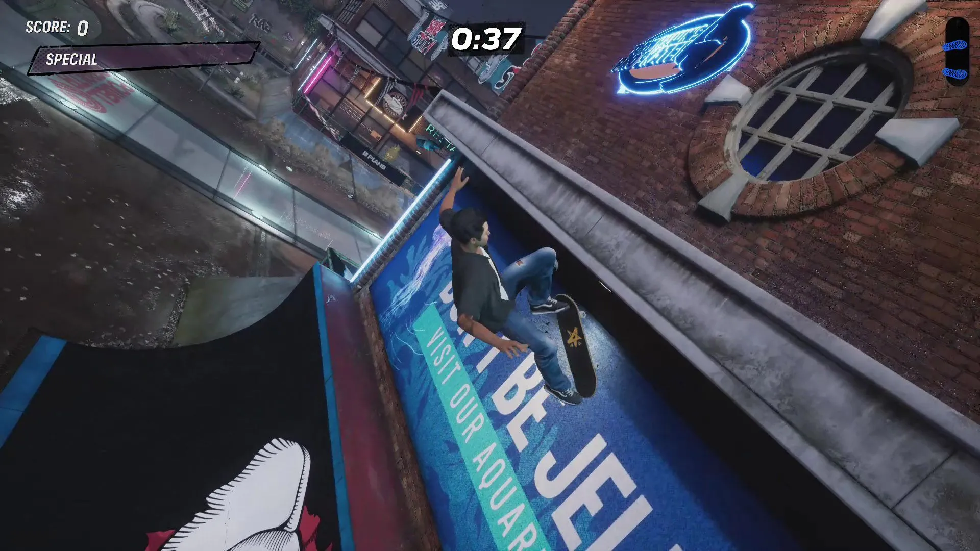 Vị trí Stat Point #1 trong màn Zoo Tony Hawk's Pro Skater 3 + 4, gần đài phun nước voi.