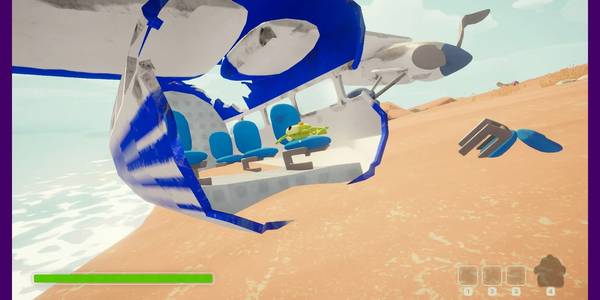 Vị trí xuất hiện của búp bê Bing Bong tại khu vực máy bay rơi trên Shore trong game PEAK.