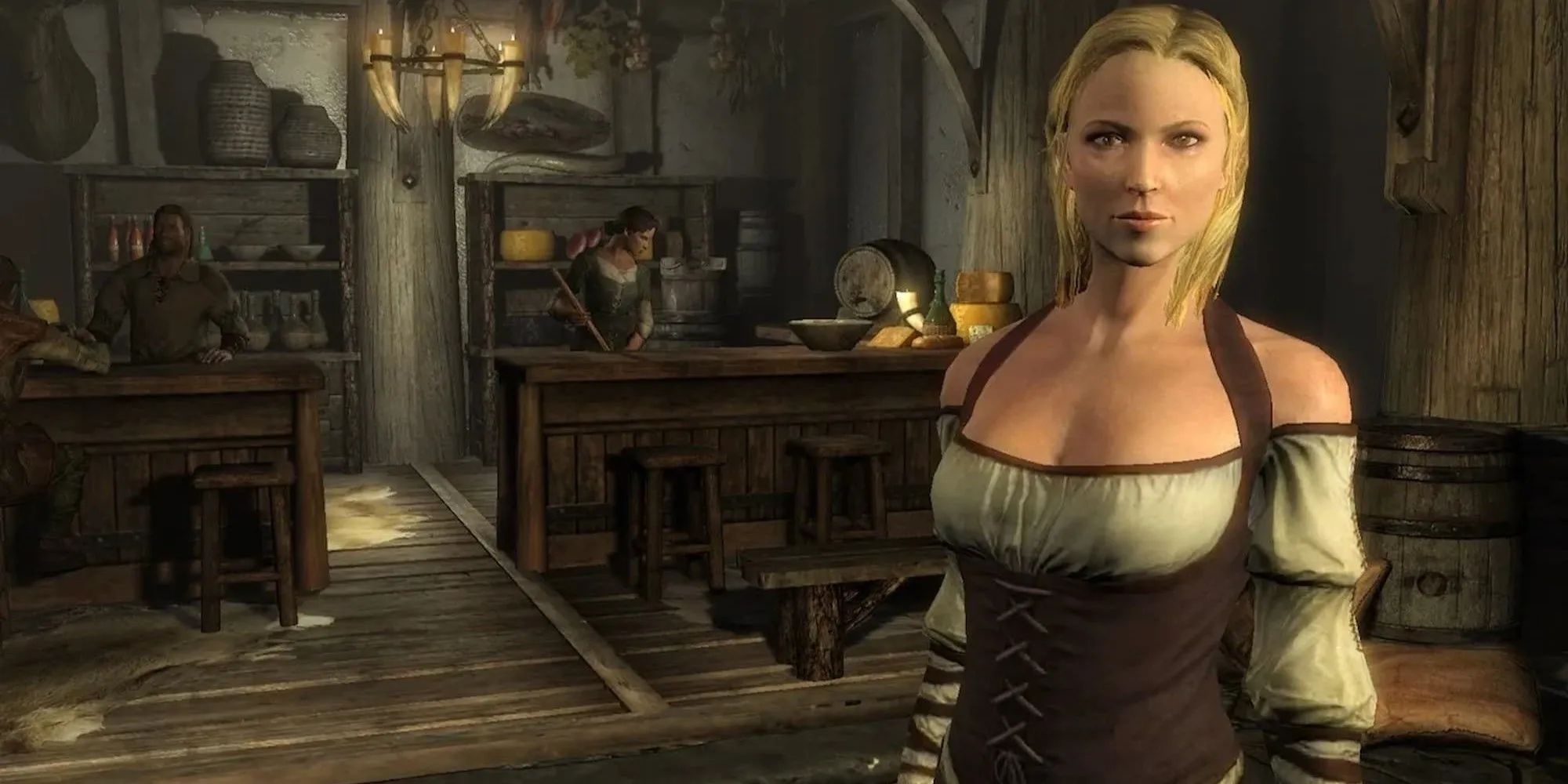 Cảnh cửa hàng trong The Elder Scrolls V: Skyrim, nơi Dragonborn có thể giao dịch vật phẩm