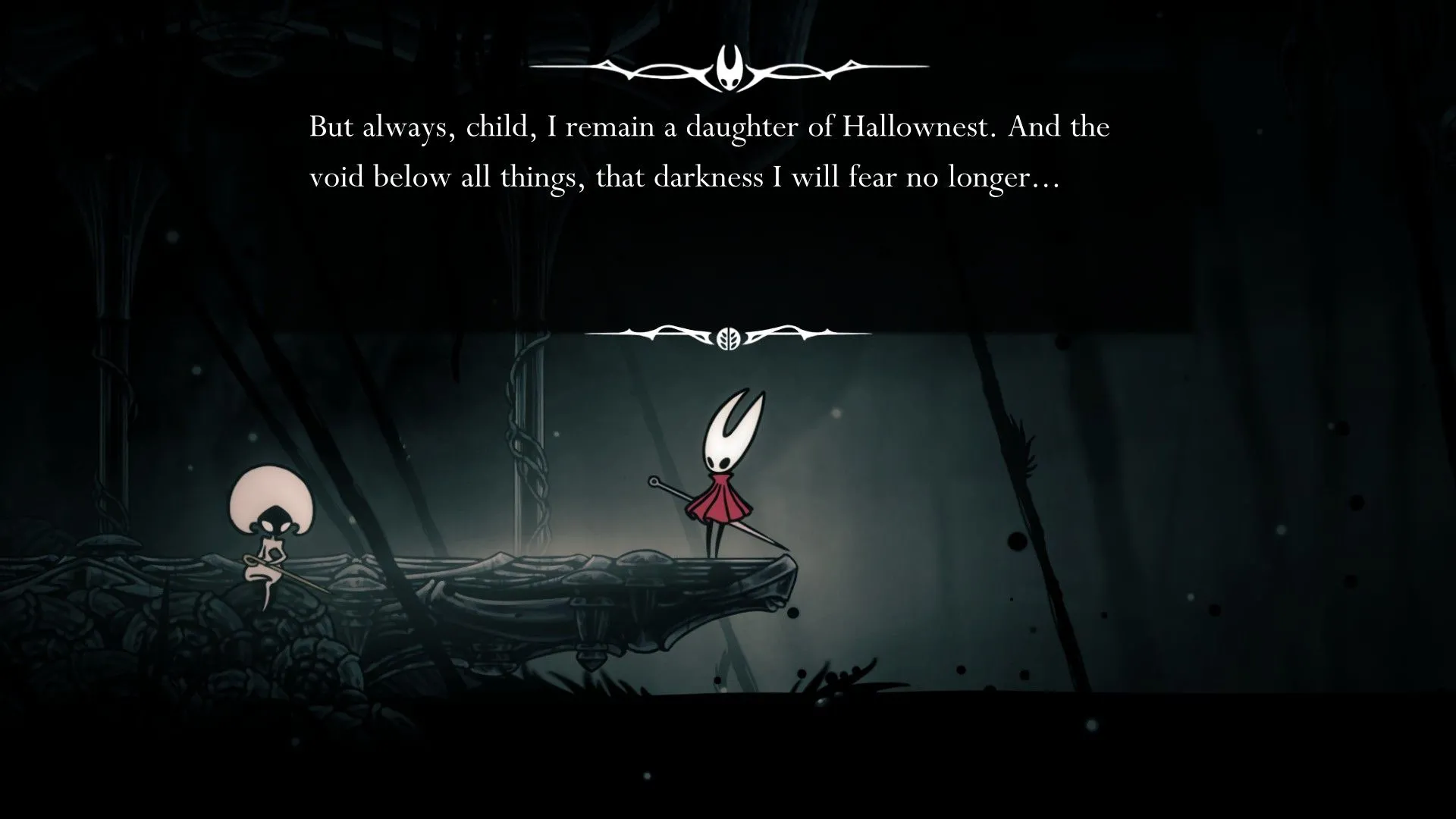 Đoạn hội thoại của Daughter of Hallownest trong Hollow Knight: Silksong, hé lộ thêm về cốt truyện và mối liên hệ với Lace.