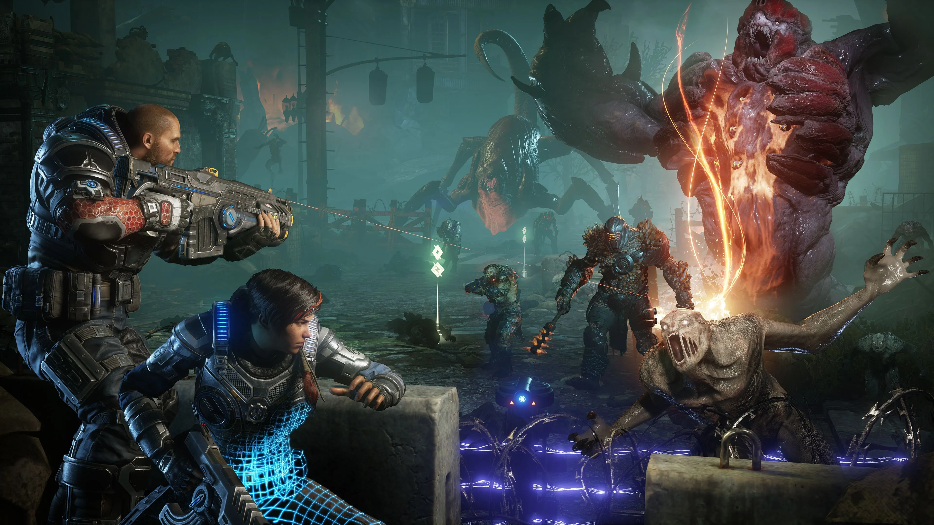 Gears 5 thể hiện chế độ Horde căng thẳng với nhiều người chơi chống lại làn sóng quái vật