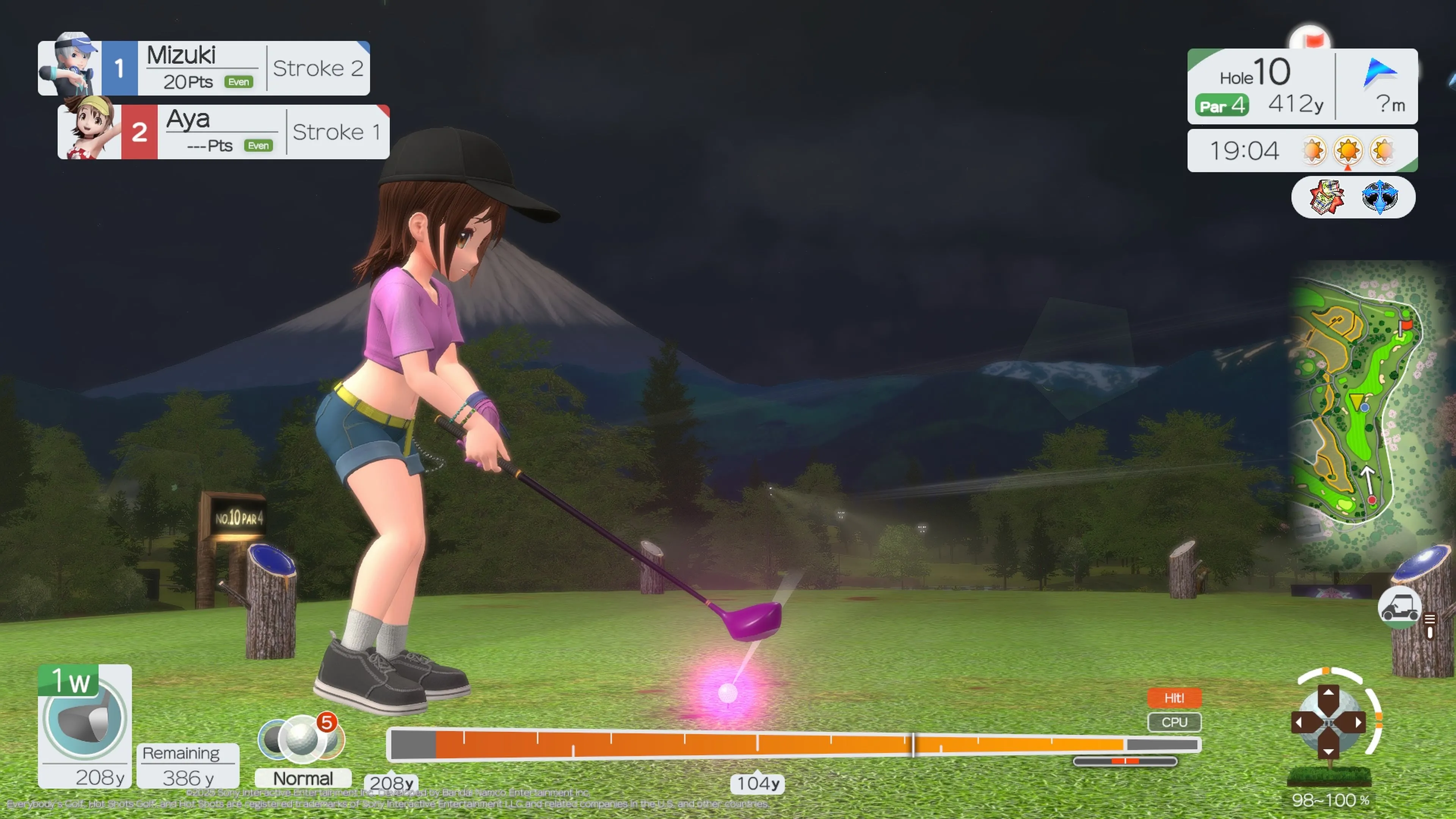 Giao diện World Tour của Everybody's Golf Hot Shots với ít nội dung ban đầu, đòi hỏi người chơi cày cuốc để mở khóa.