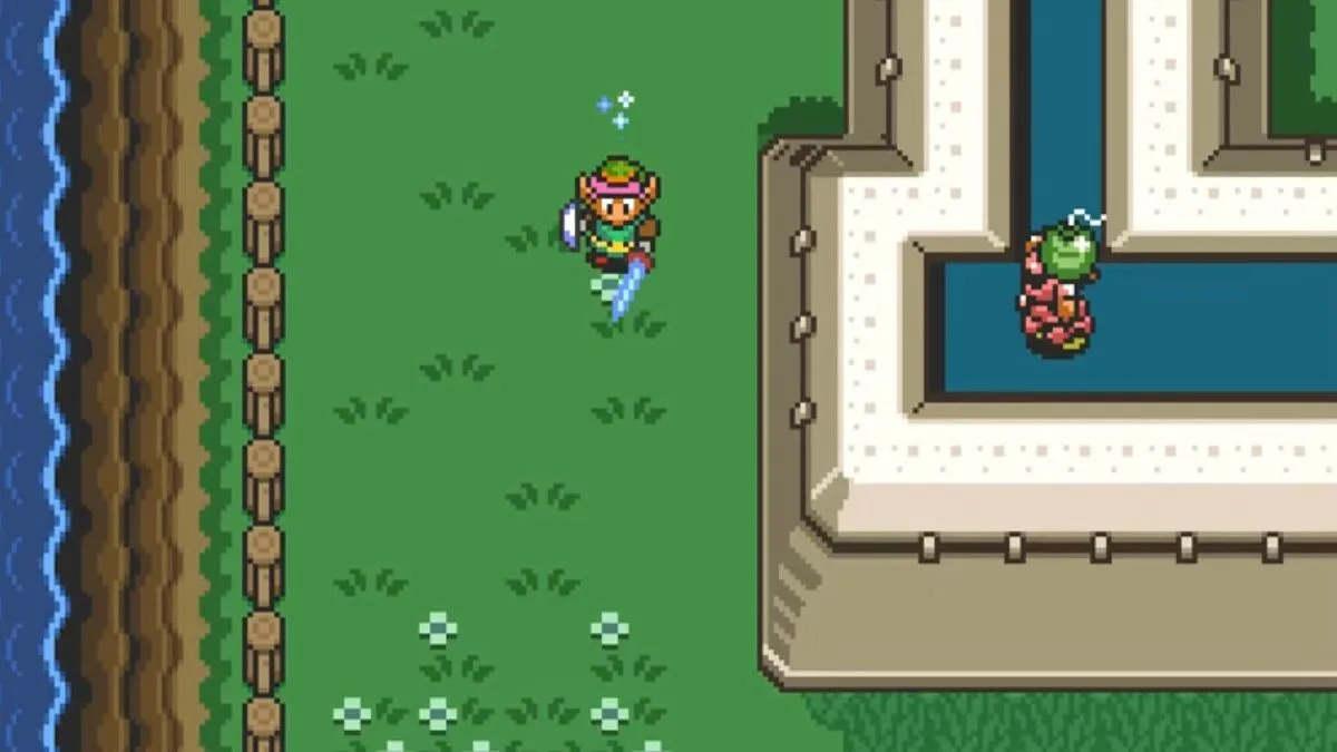 Link đang sử dụng cây kiếm trên chiến trường của A Link to the Past